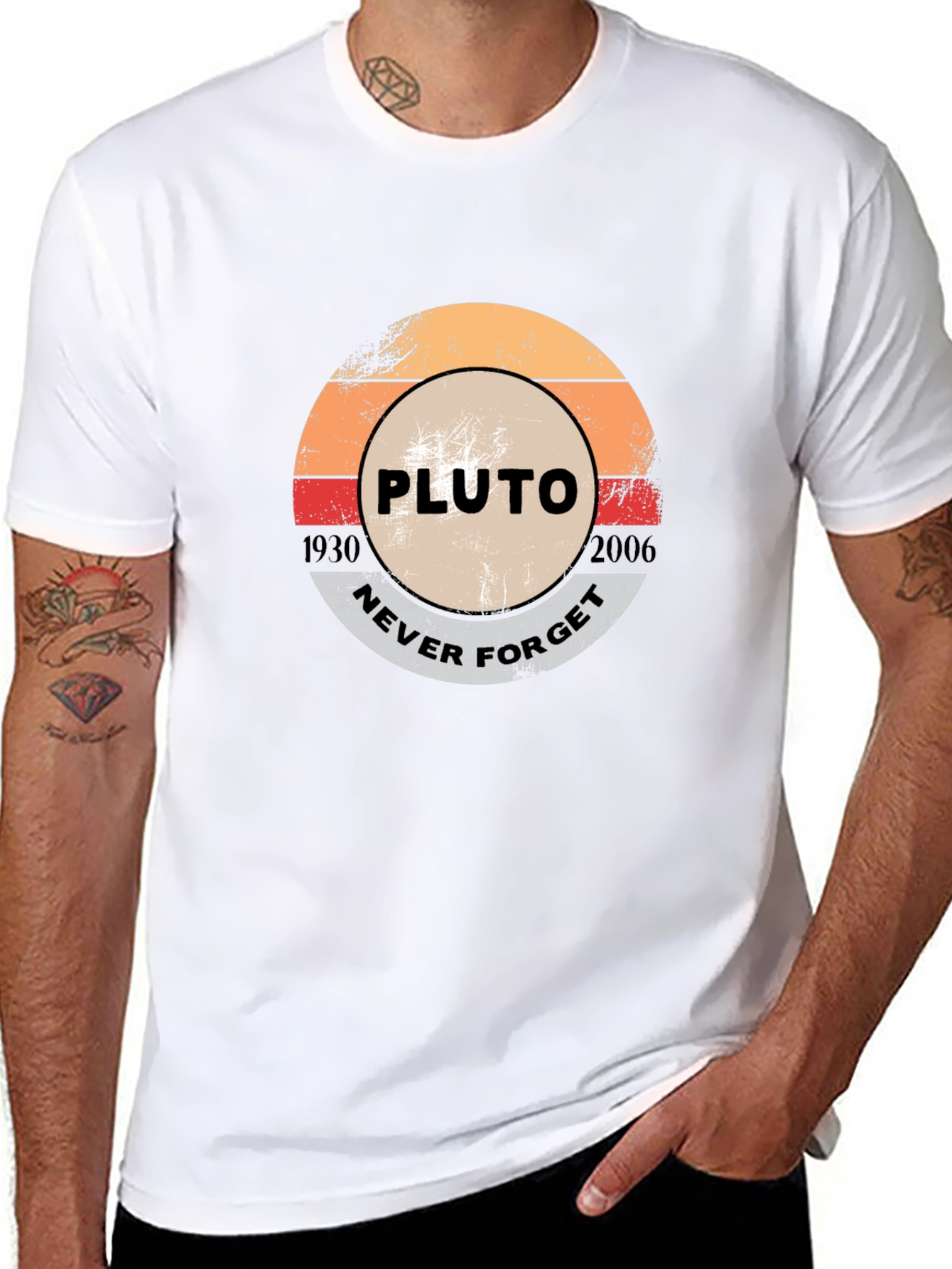 Black Pluto Never Forget Graphic T-Shirt view 8