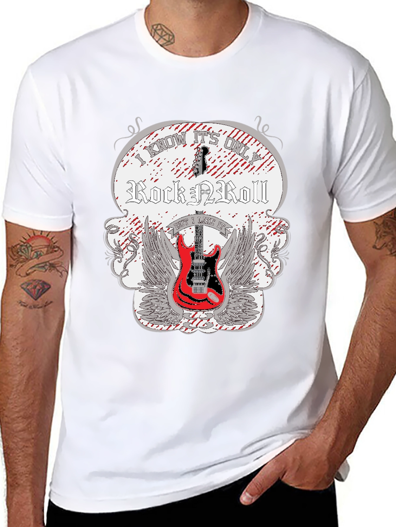 Black Rock and Roll Guitar T-Shirt view 8