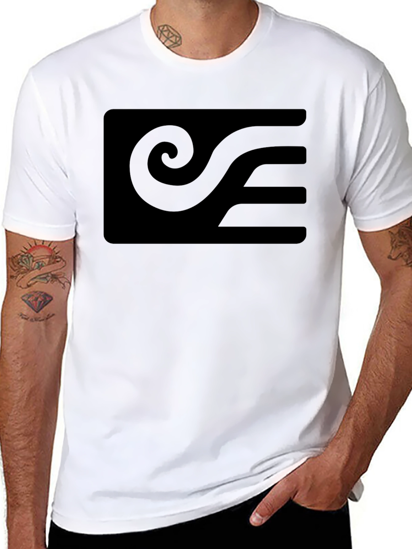 Black Modern Graphic Tee - Black view 8