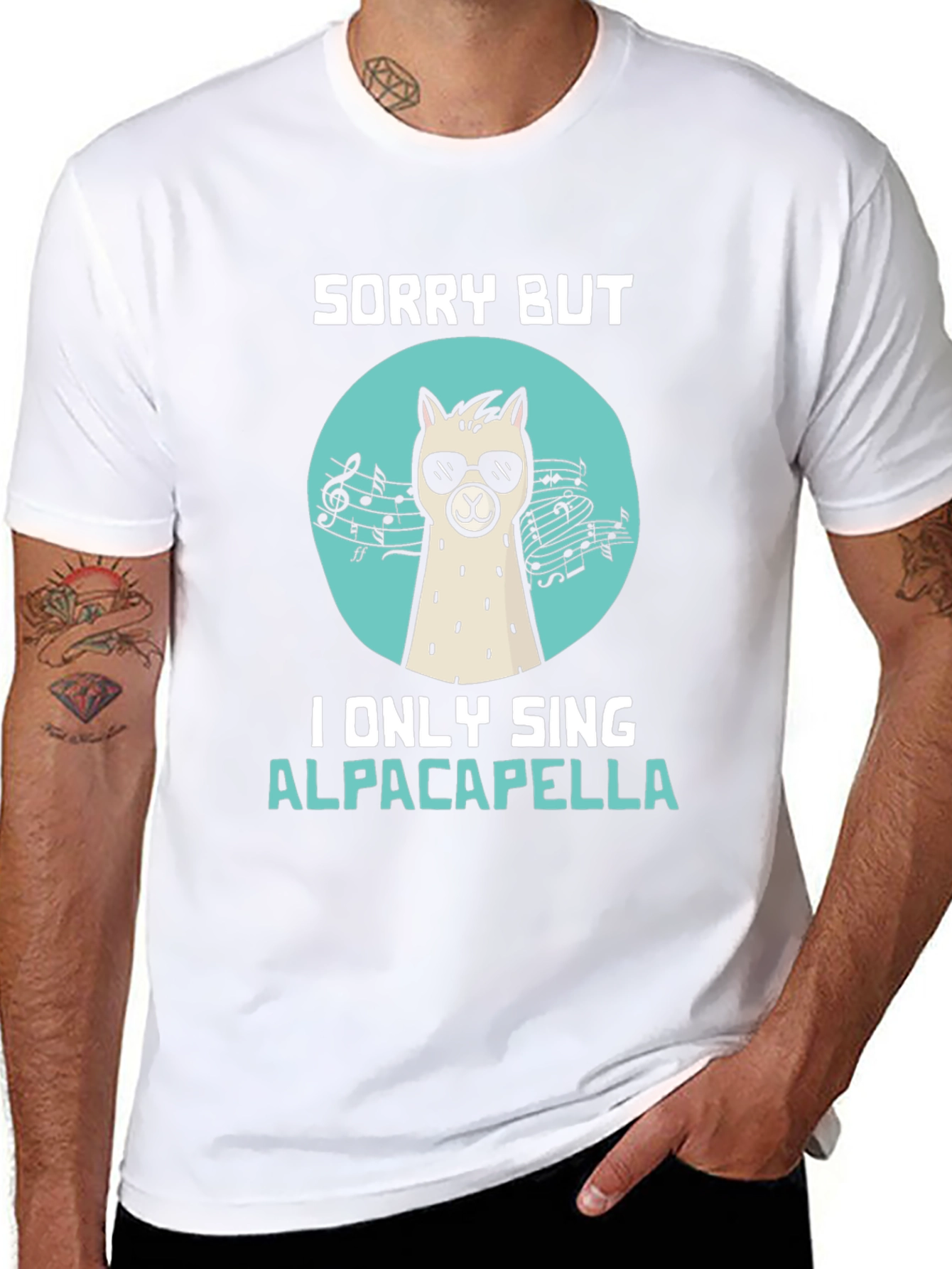 Black Alpaca-pella T-Shirt: Funny Music Lover Tee view 8