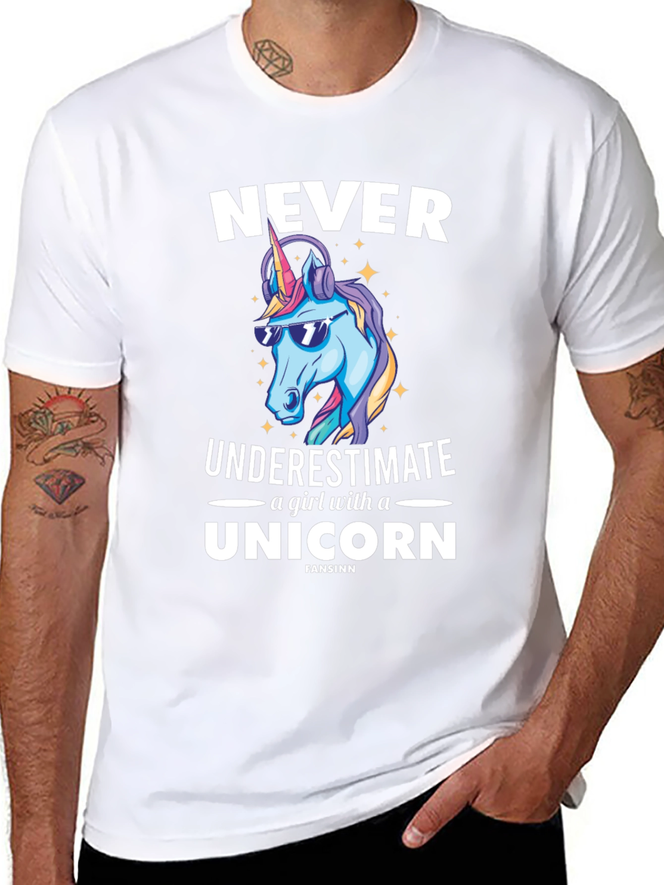 Black Never Underestimate Unicorn T-Shirt view 8
