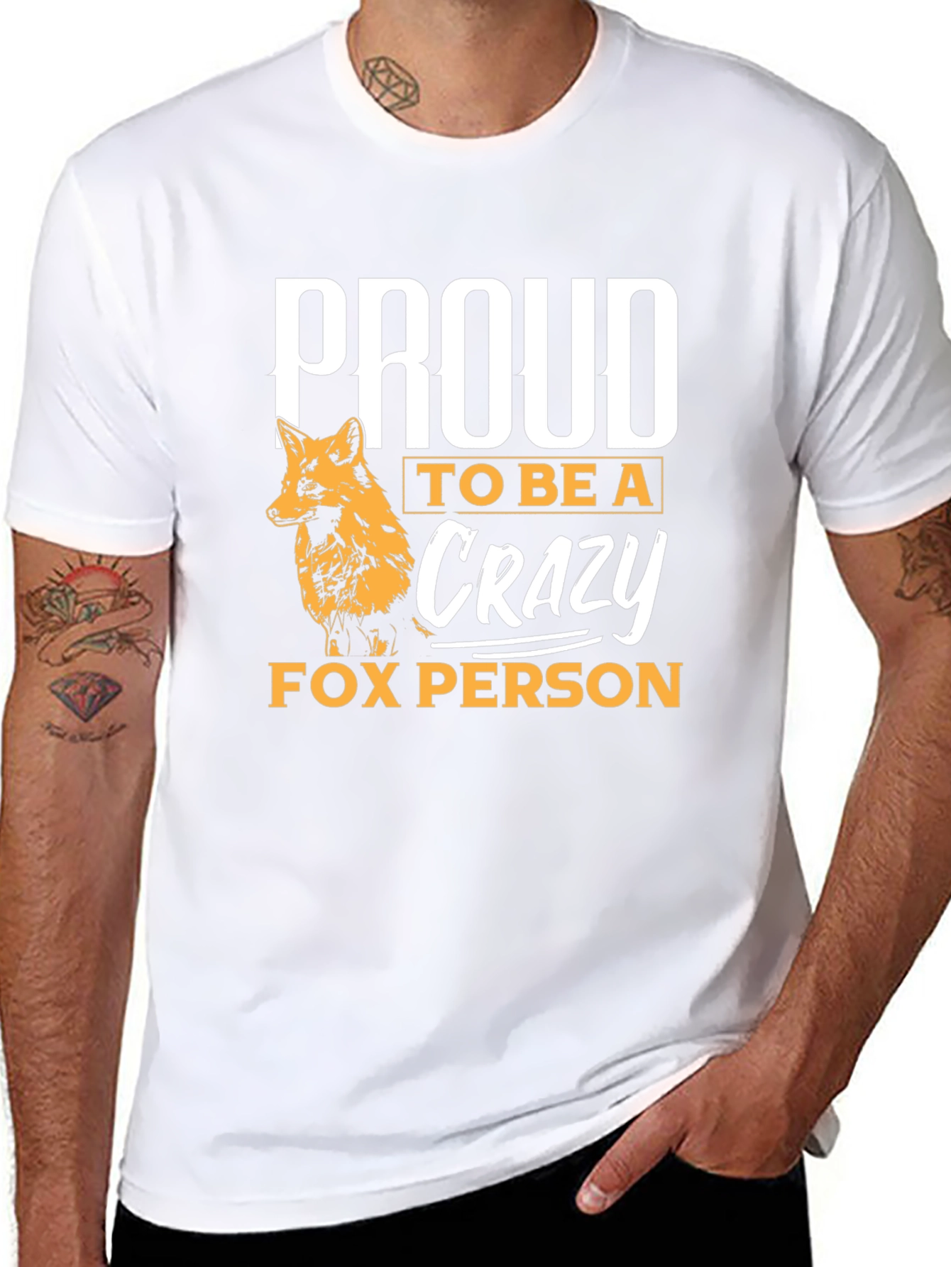 Black Proud Crazy Fox Person T-Shirt - Unique Design view 8
