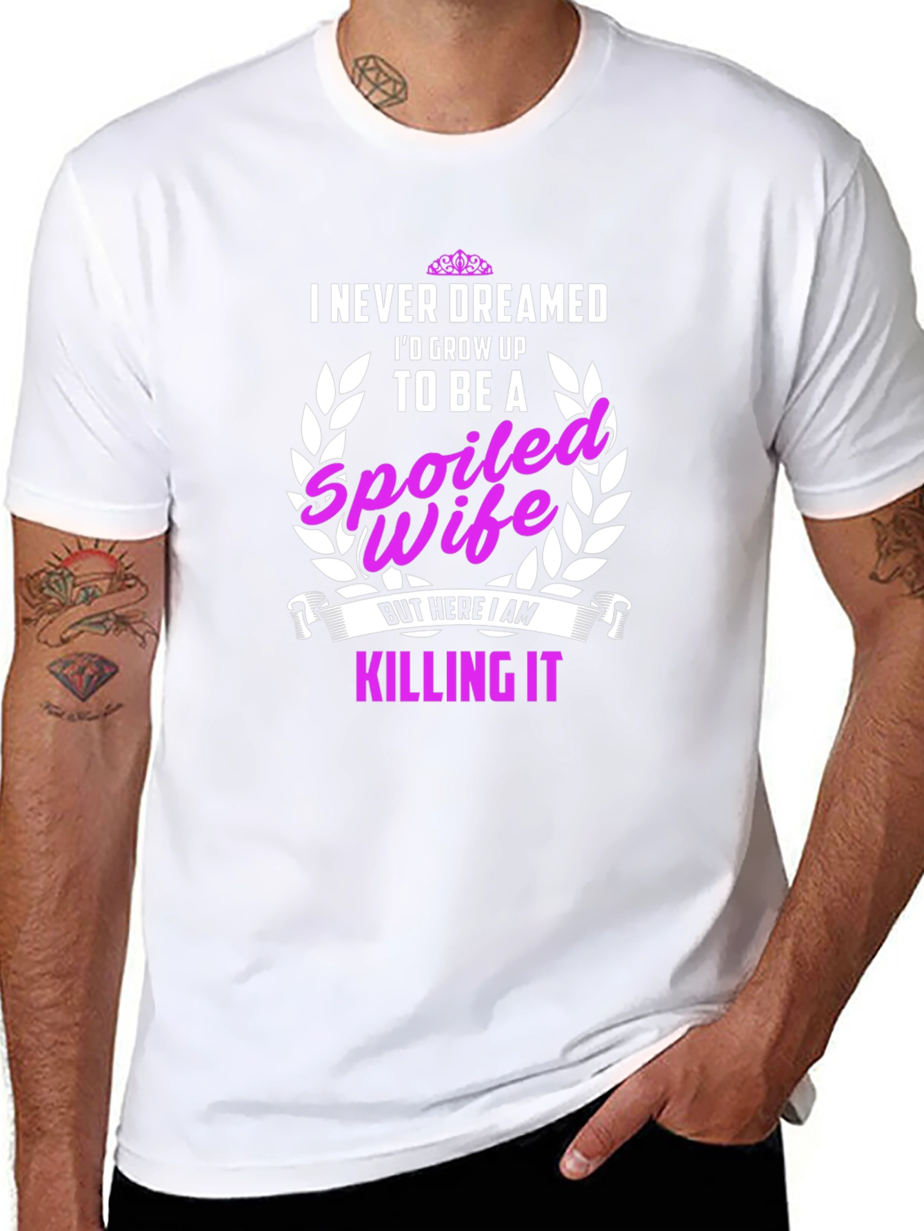 Black Spoiled Wife Graphic Tee - "Killing It" T-Shirt view 8