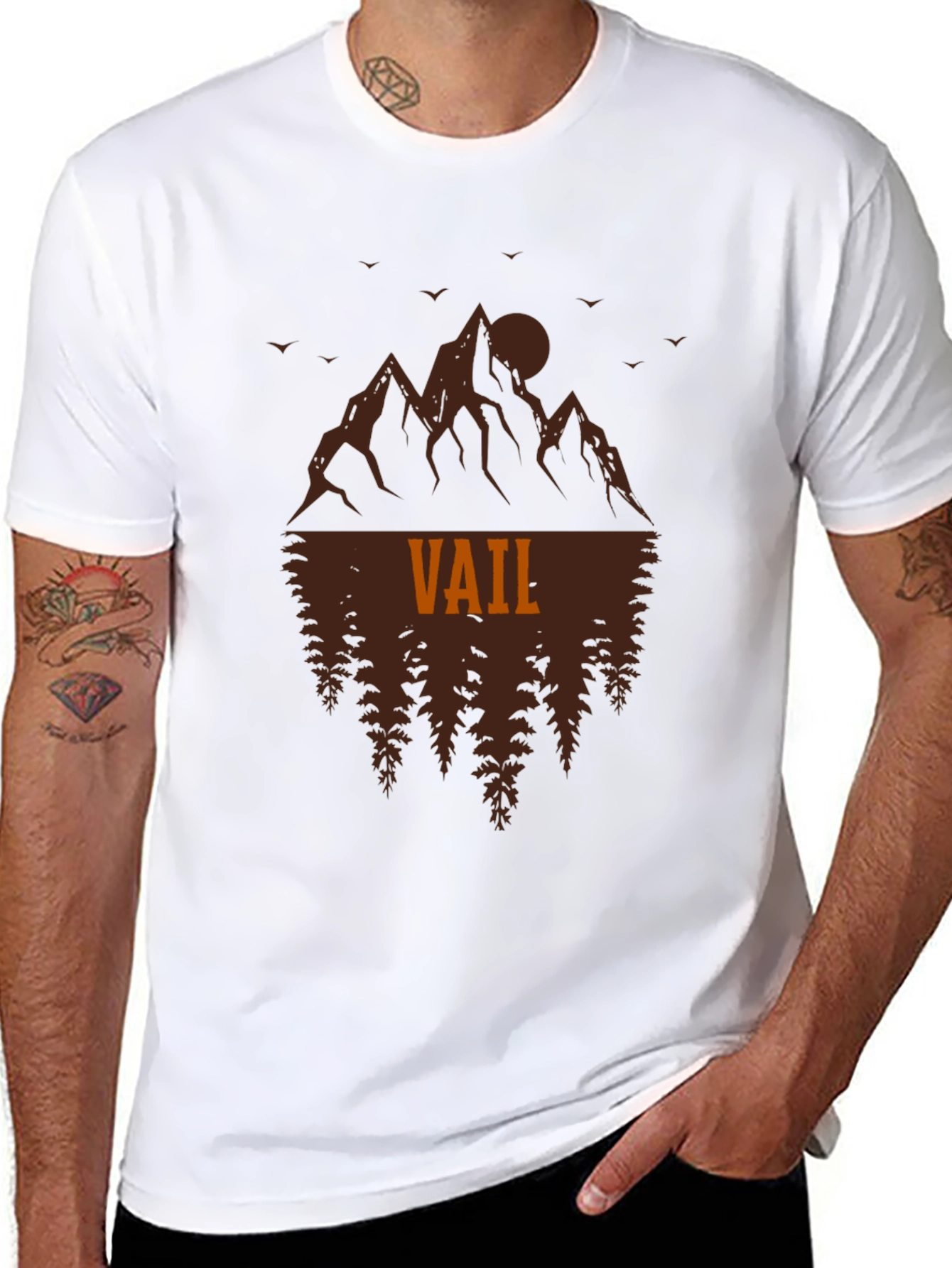 Black Vail Mountain Graphic Tee - Nature Inspired Black T-Shirt view 8