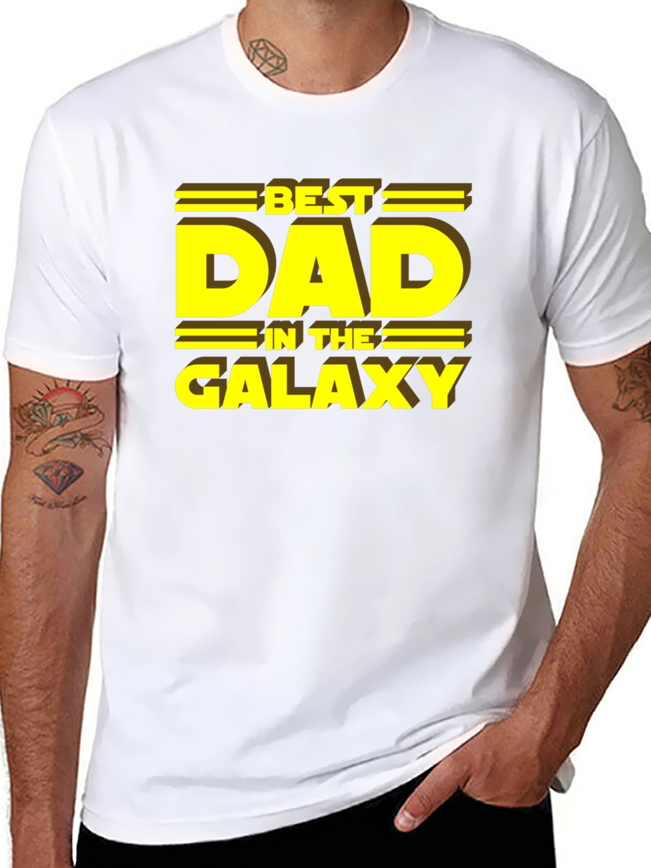 Black Best Dad in the Galaxy T-Shirt view 8