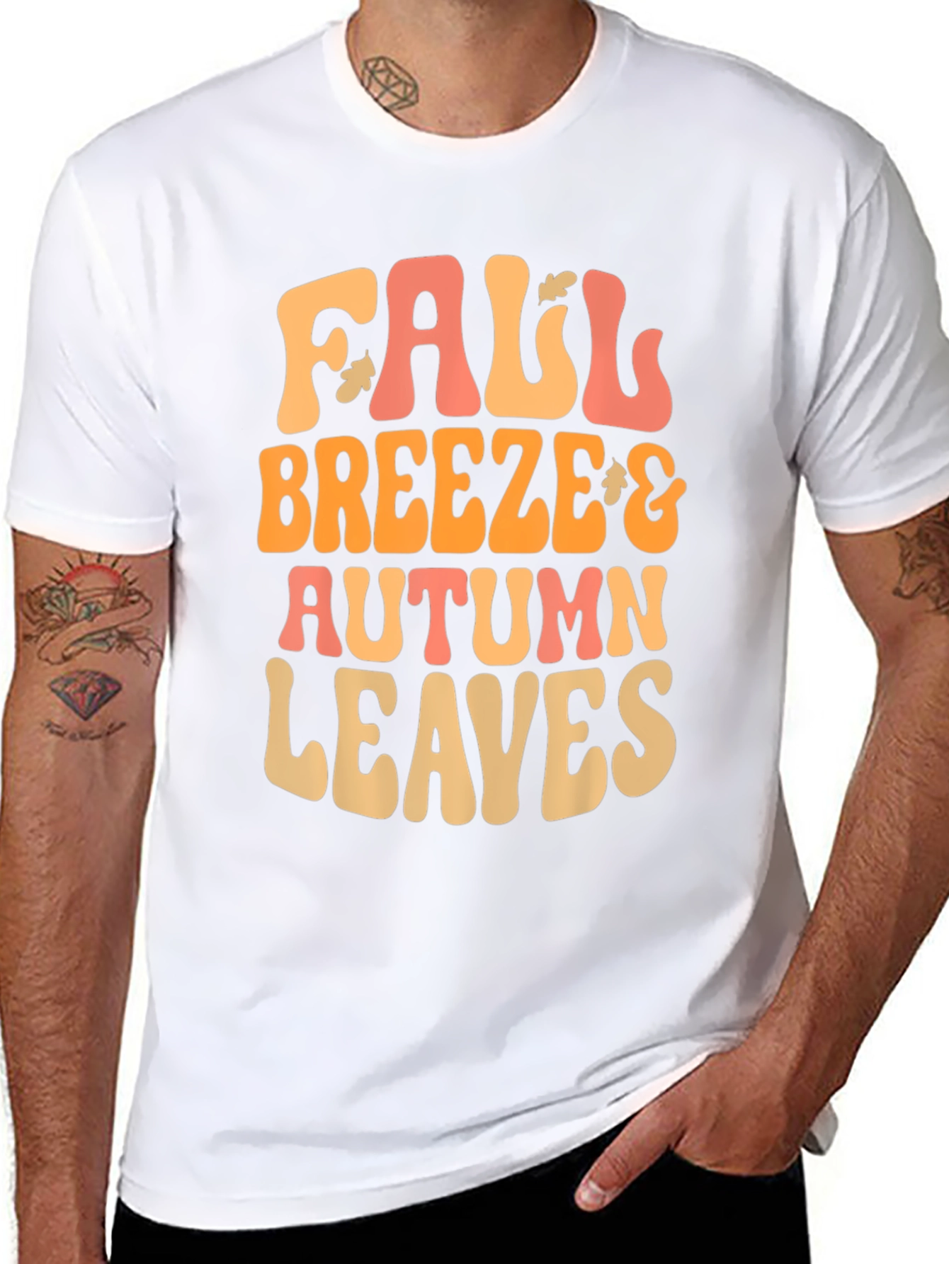 Black Fall Breeze Autumn Leaves Graphic Tee view 8