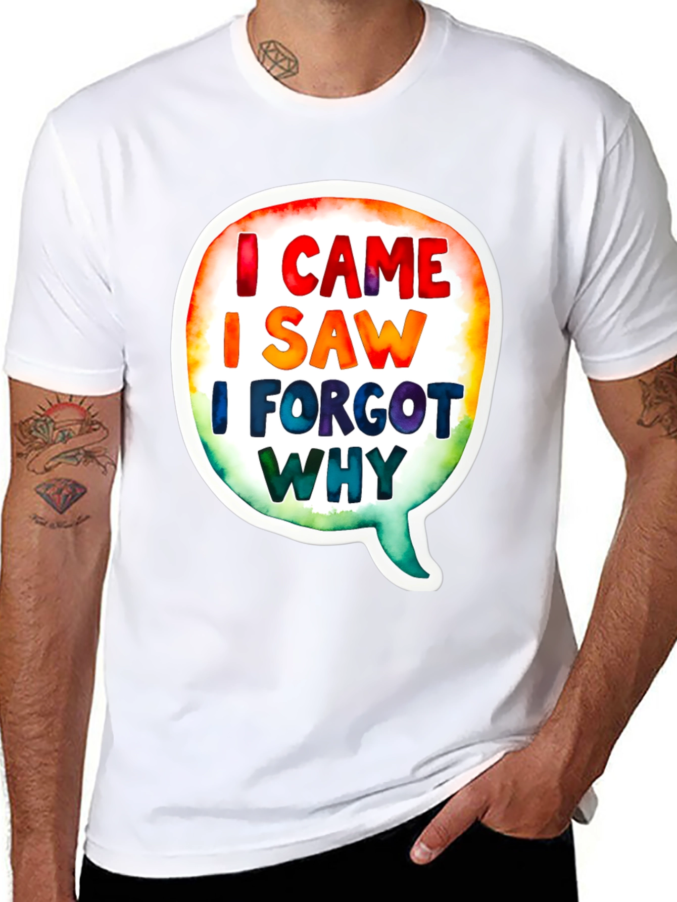 Black Funny 'I Came, I Saw' Men's Black T-Shirt view 8