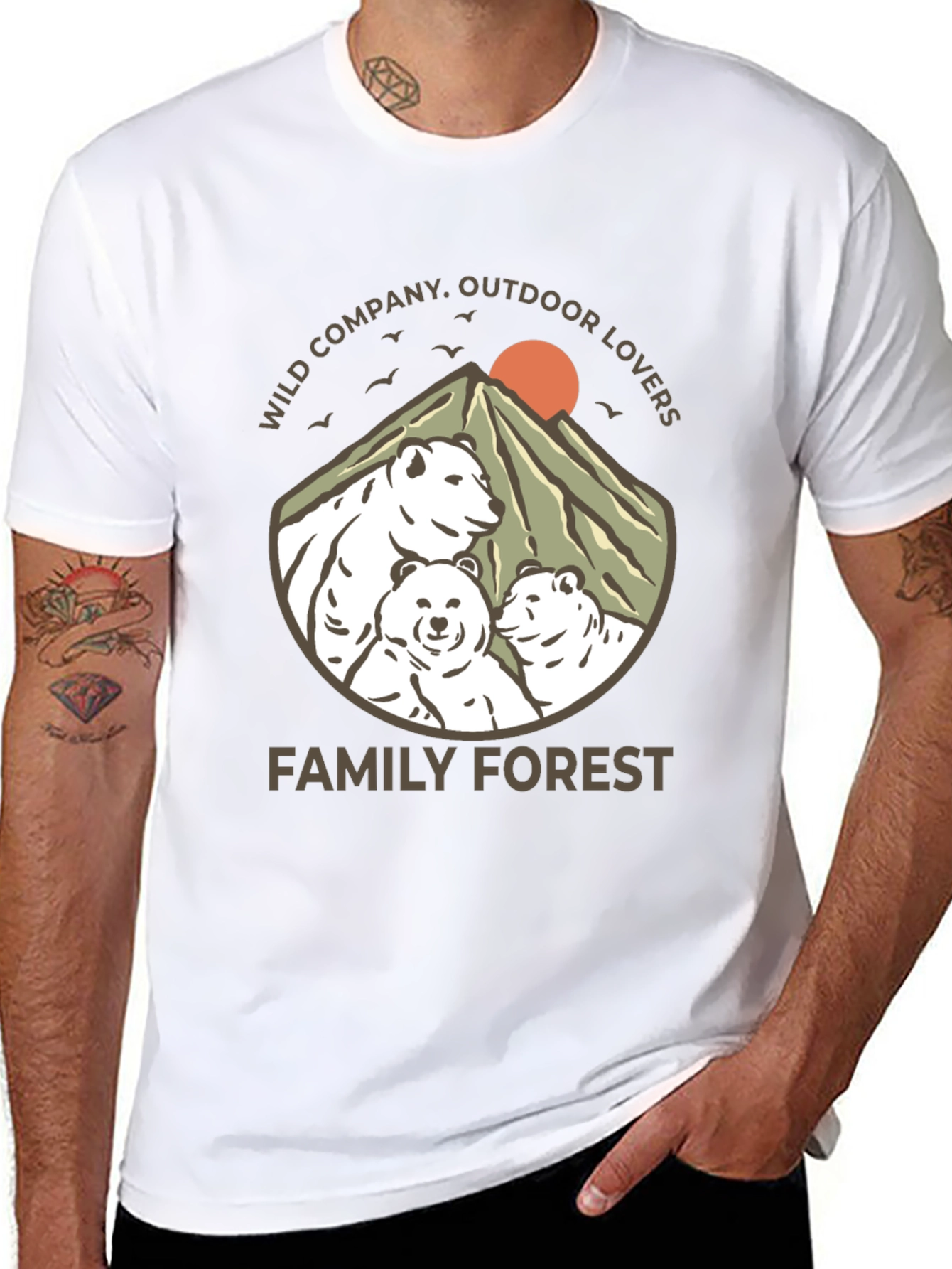 Black Family Forest Bear Graphic T-Shirt view 8