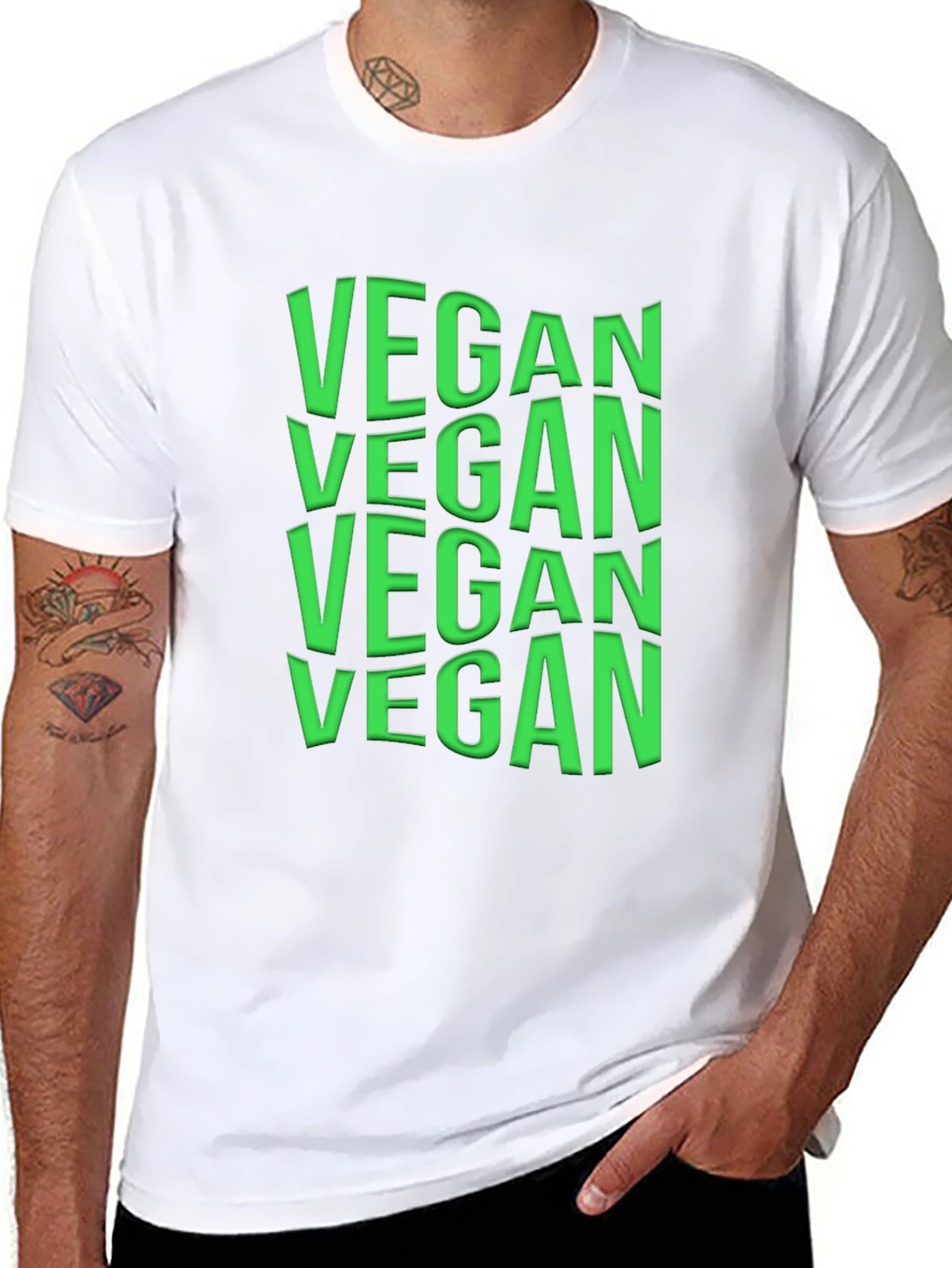 Black Vegan Text Graphic Crew Neck T-Shirt view 8