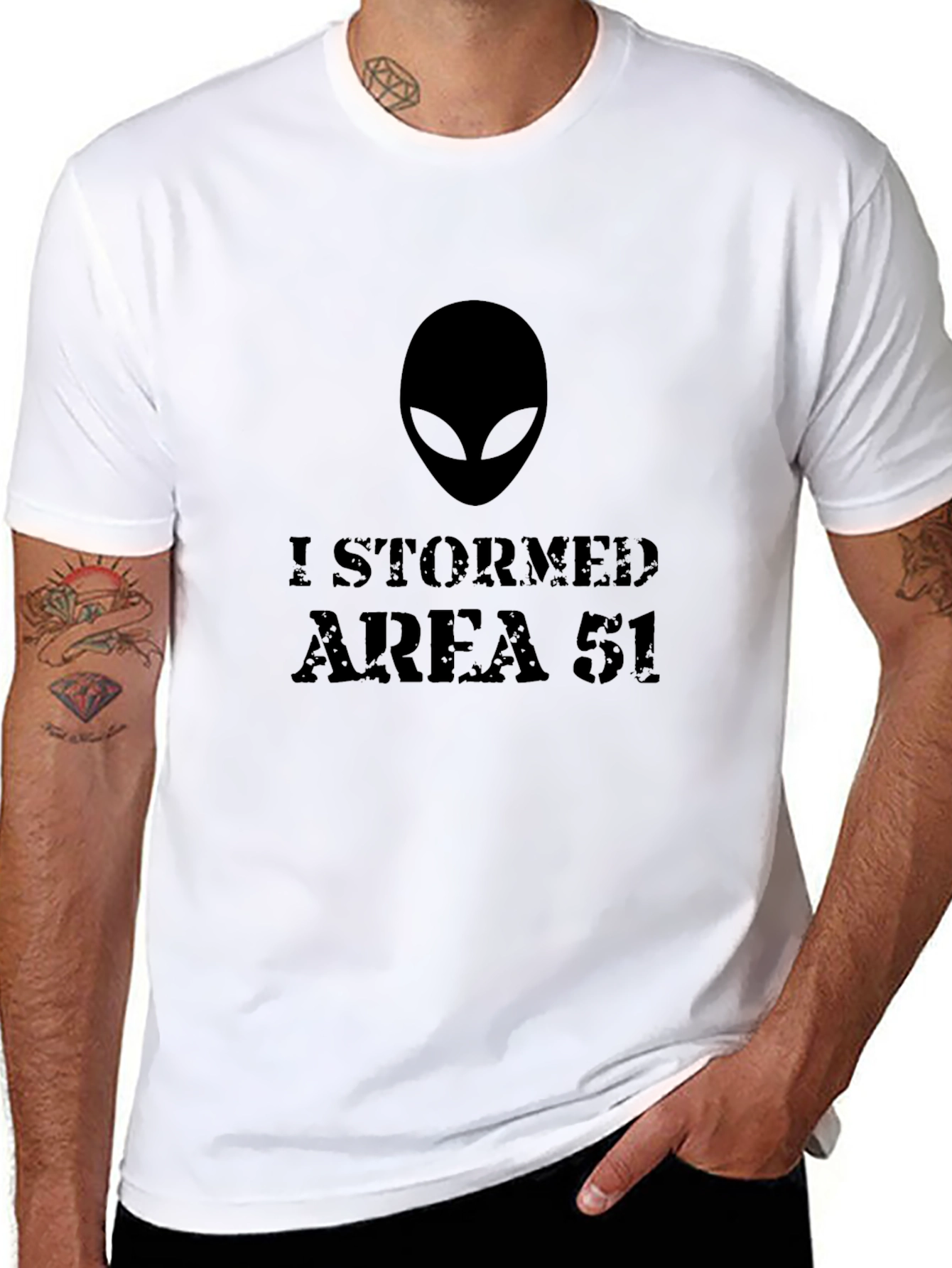 Black I Stormed Area 51 Alien Graphic T-Shirt view 8