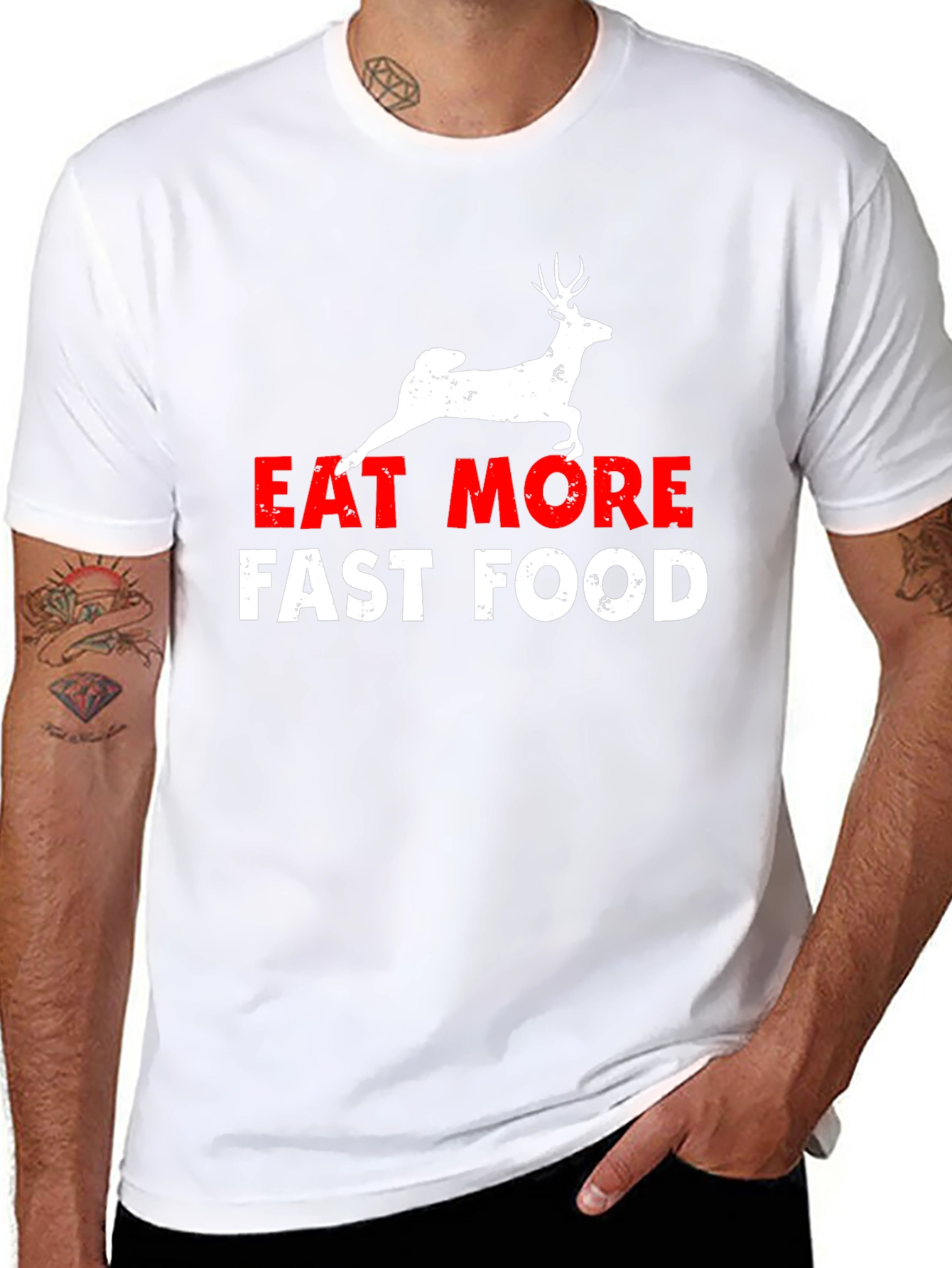Black Eat More Fast Food Black Graphic Tee view 8