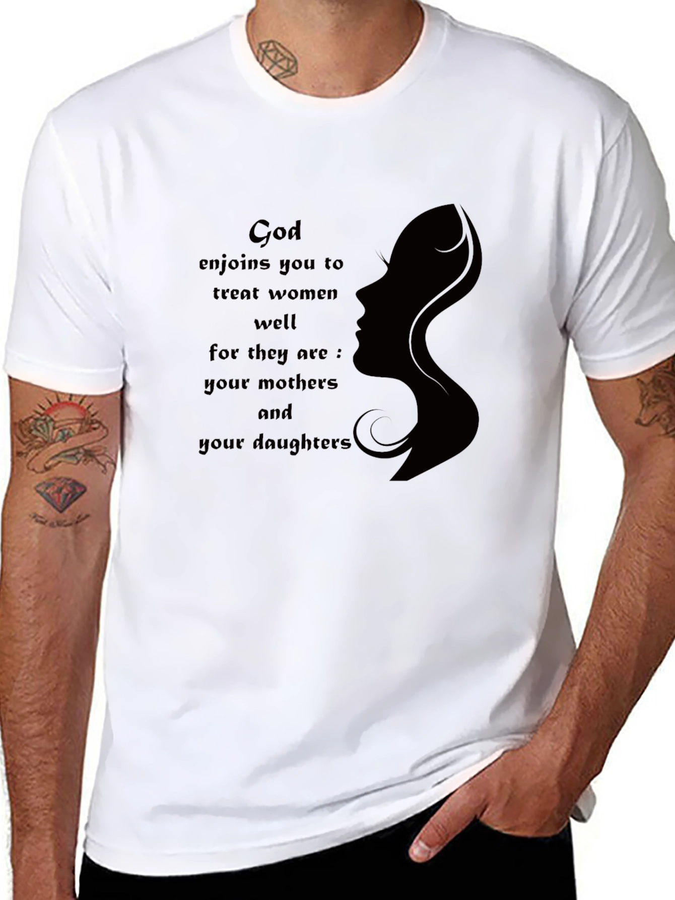 Black God Enjoins You To Treat Women Well Graphic T-Shirt view 8