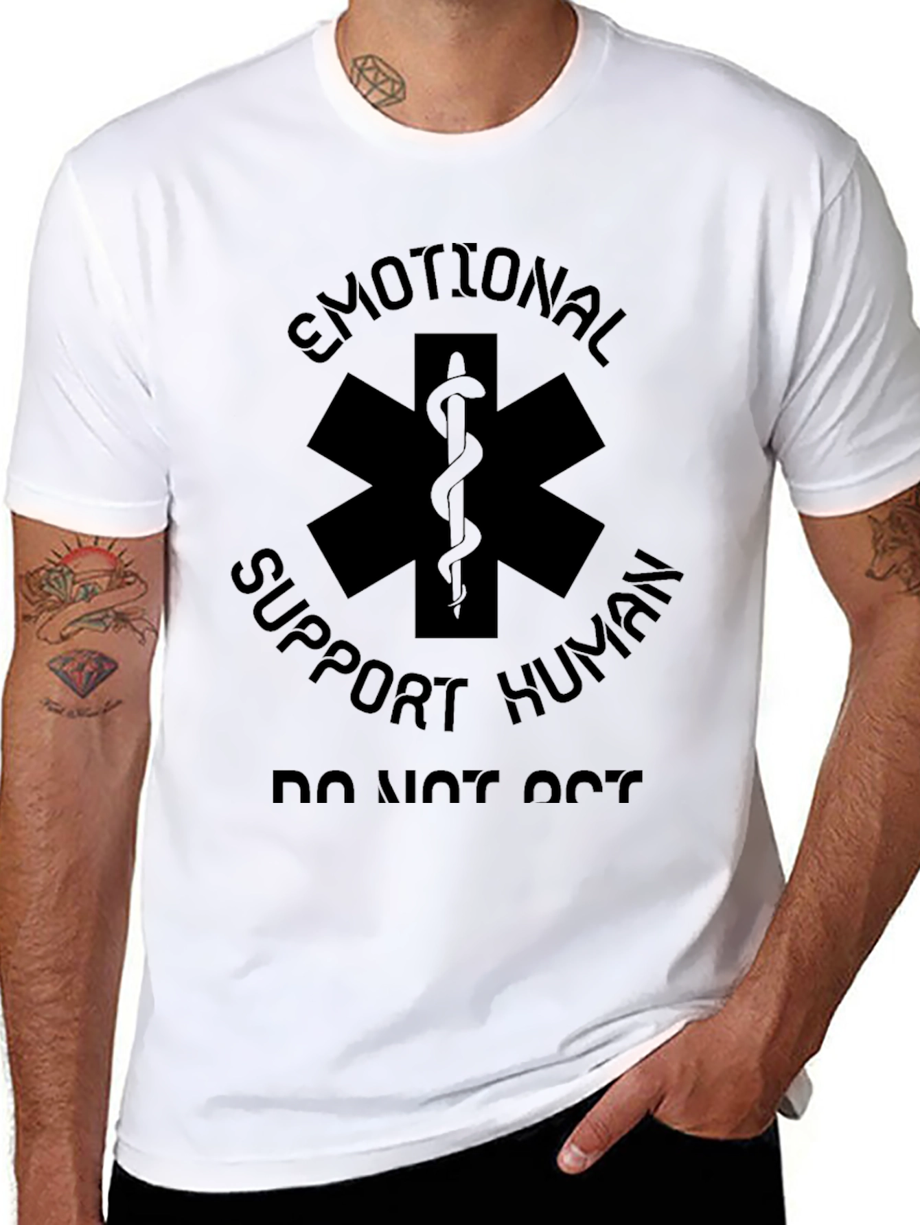 Black Emotional Support Human Star of Life Black T-Shirt view 8
