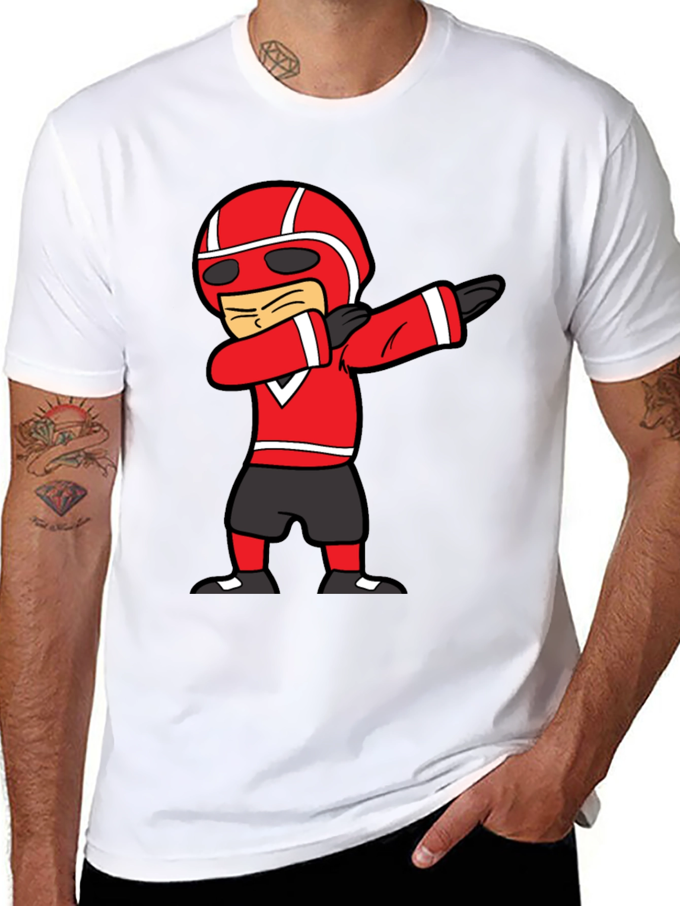Black Dabbing Cartoon Racer Black T-Shirt view 8