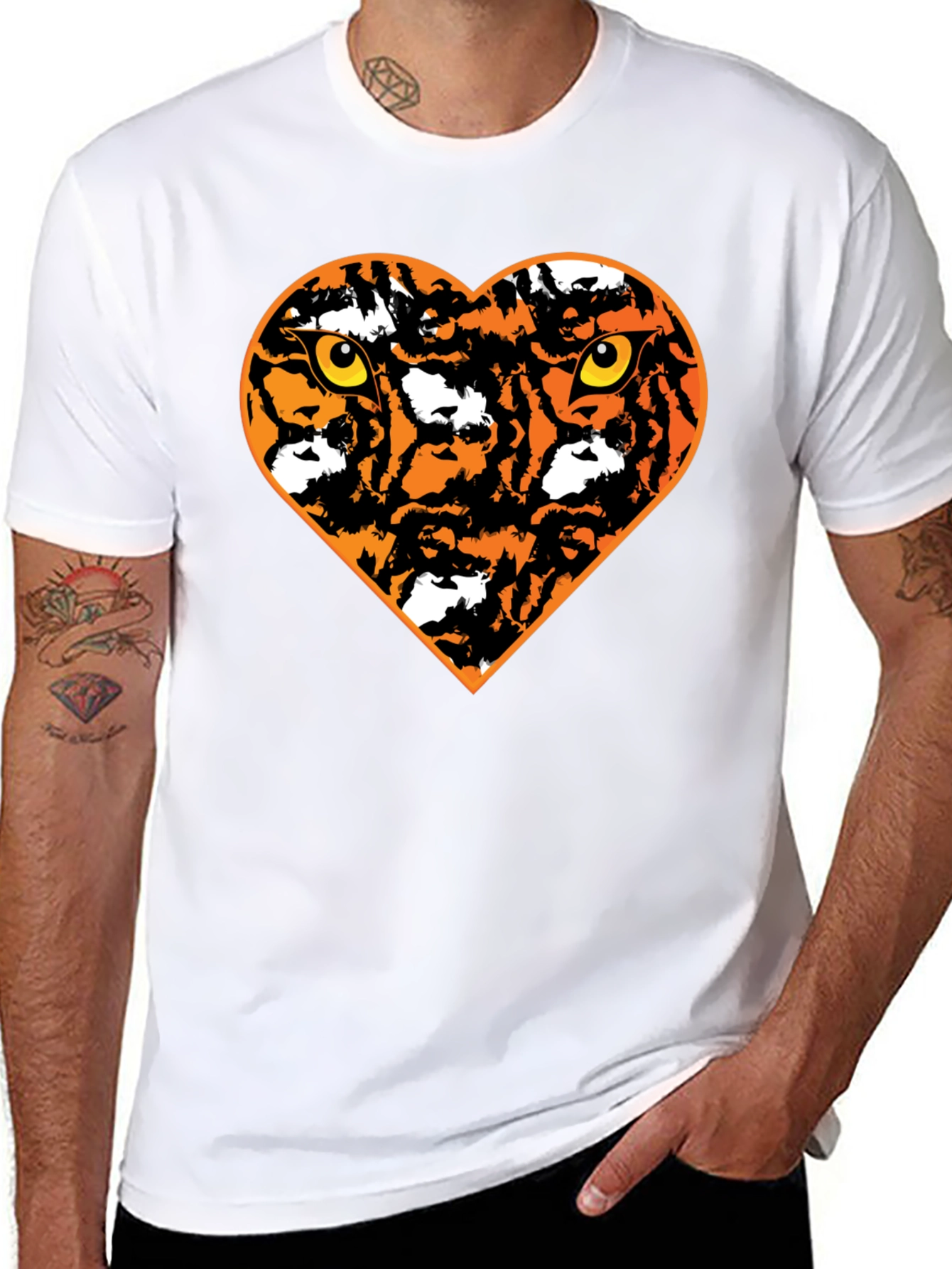 Black Tiger Heart Graphic T-Shirt - Black view 8