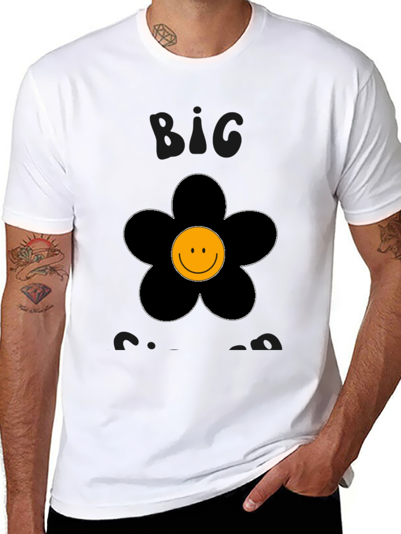 Black Big Smiles Smiley Face Flower Graphic T-Shirt view 8