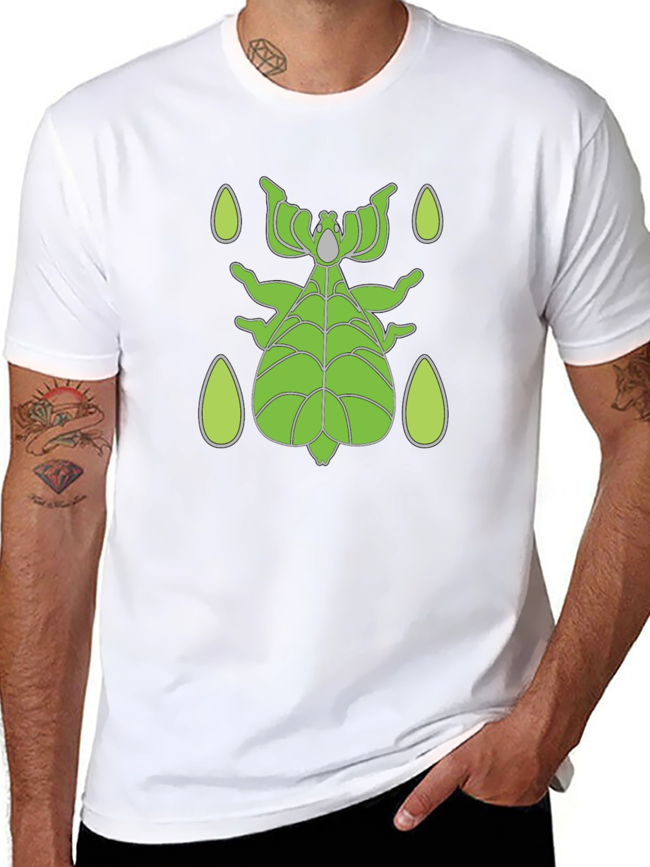 Black Green Stick Bug T-Shirt - Unique Insect Design view 8