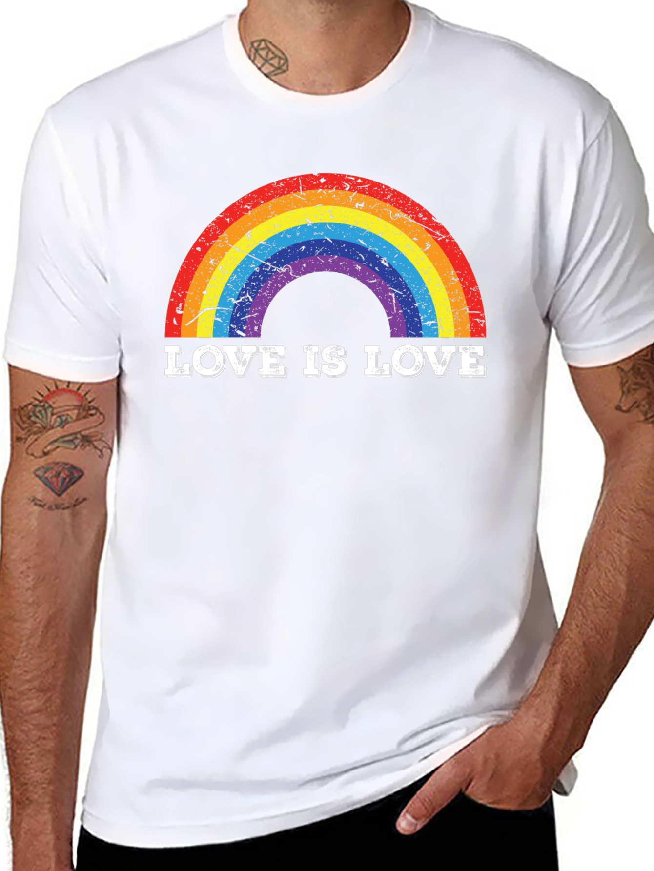 Black Love Is Love Rainbow Graphic Tee - Pride T-Shirt view 8