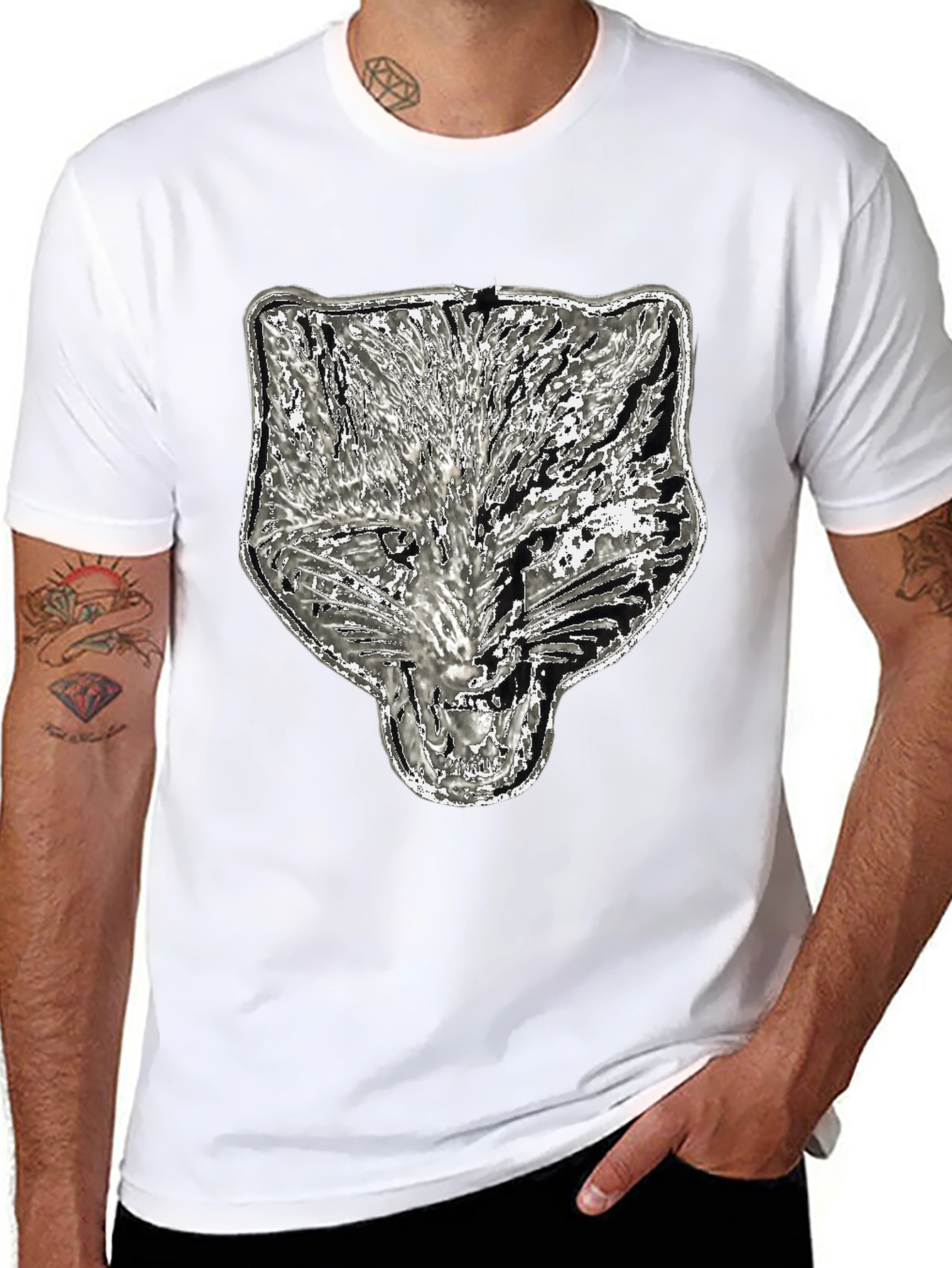 Black Wolf Graphic Tee - Black Cotton Blend view 8