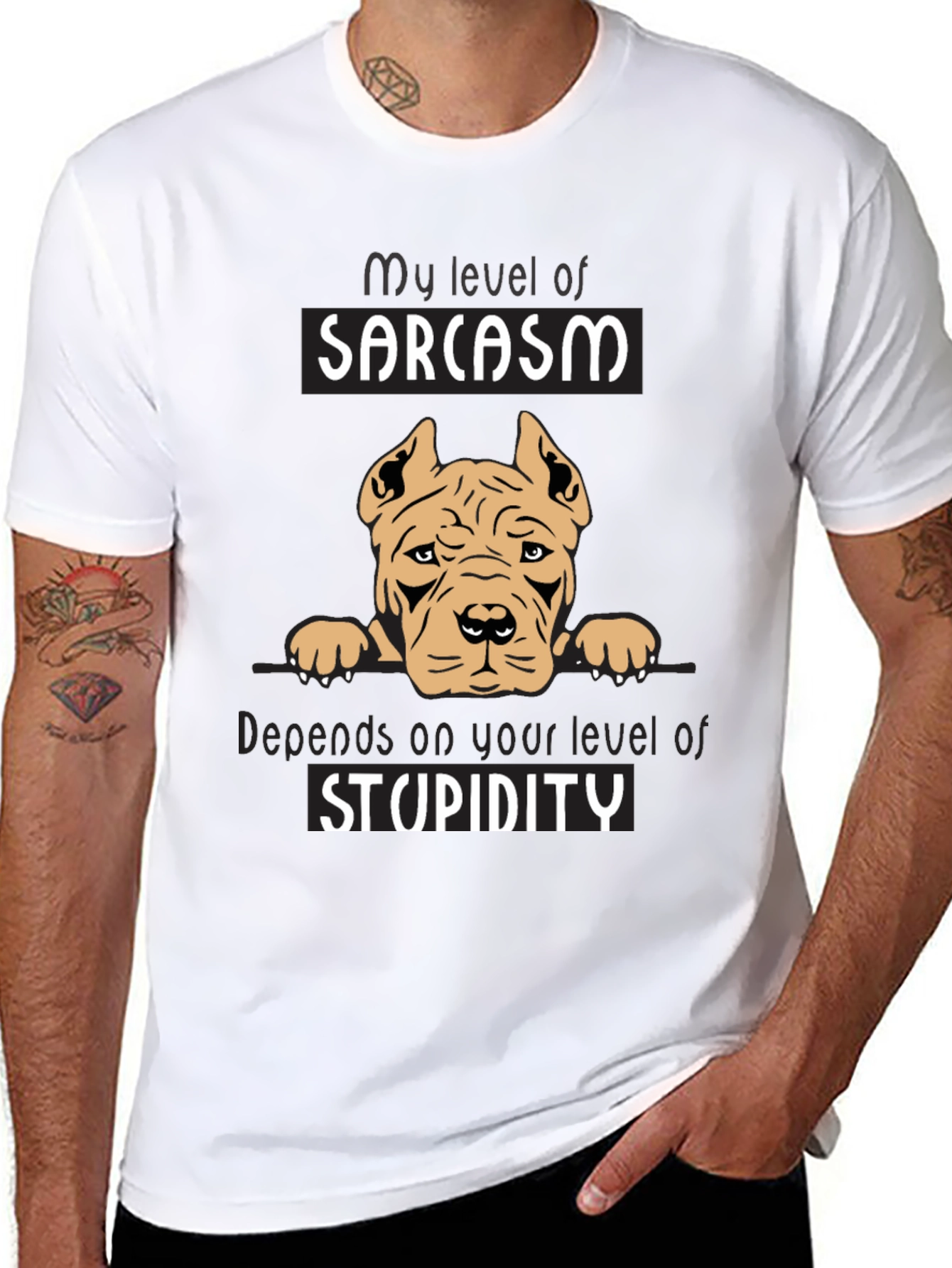 Black Sarcastic Dog Graphic Tee - Men's Black T-Shirt view 8