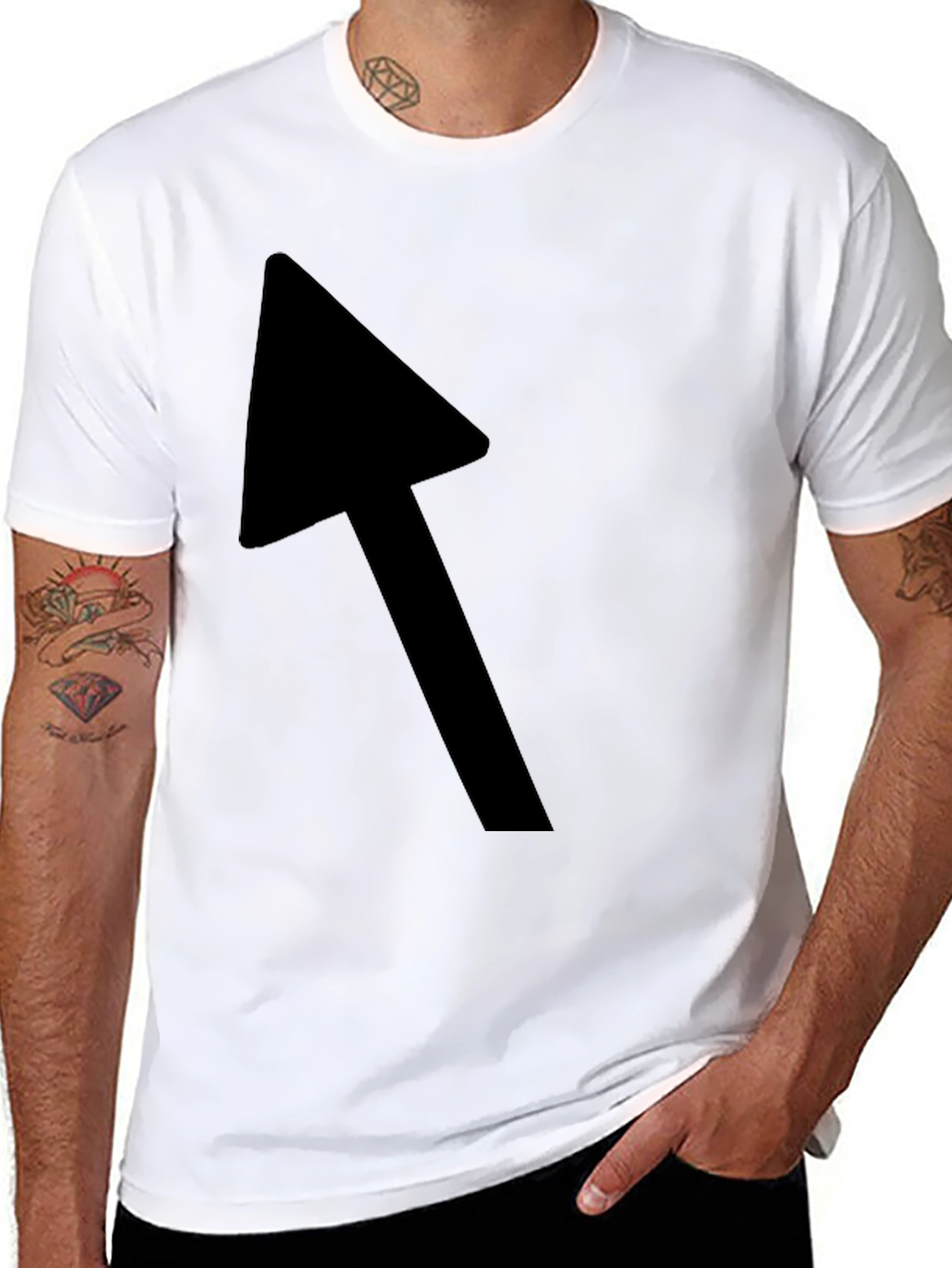 Black Black T-Shirt with Bold Arrow Graphic view 8