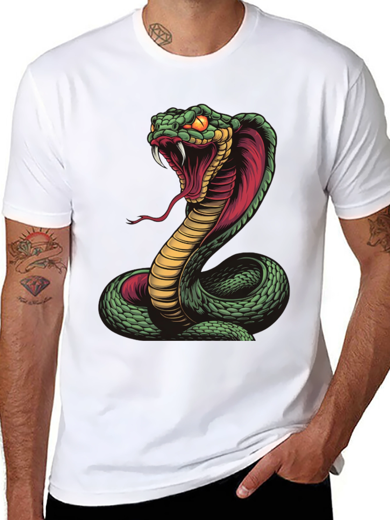 Black Cobra Snake Graphic Tee - Fierce Serpent Design view 8