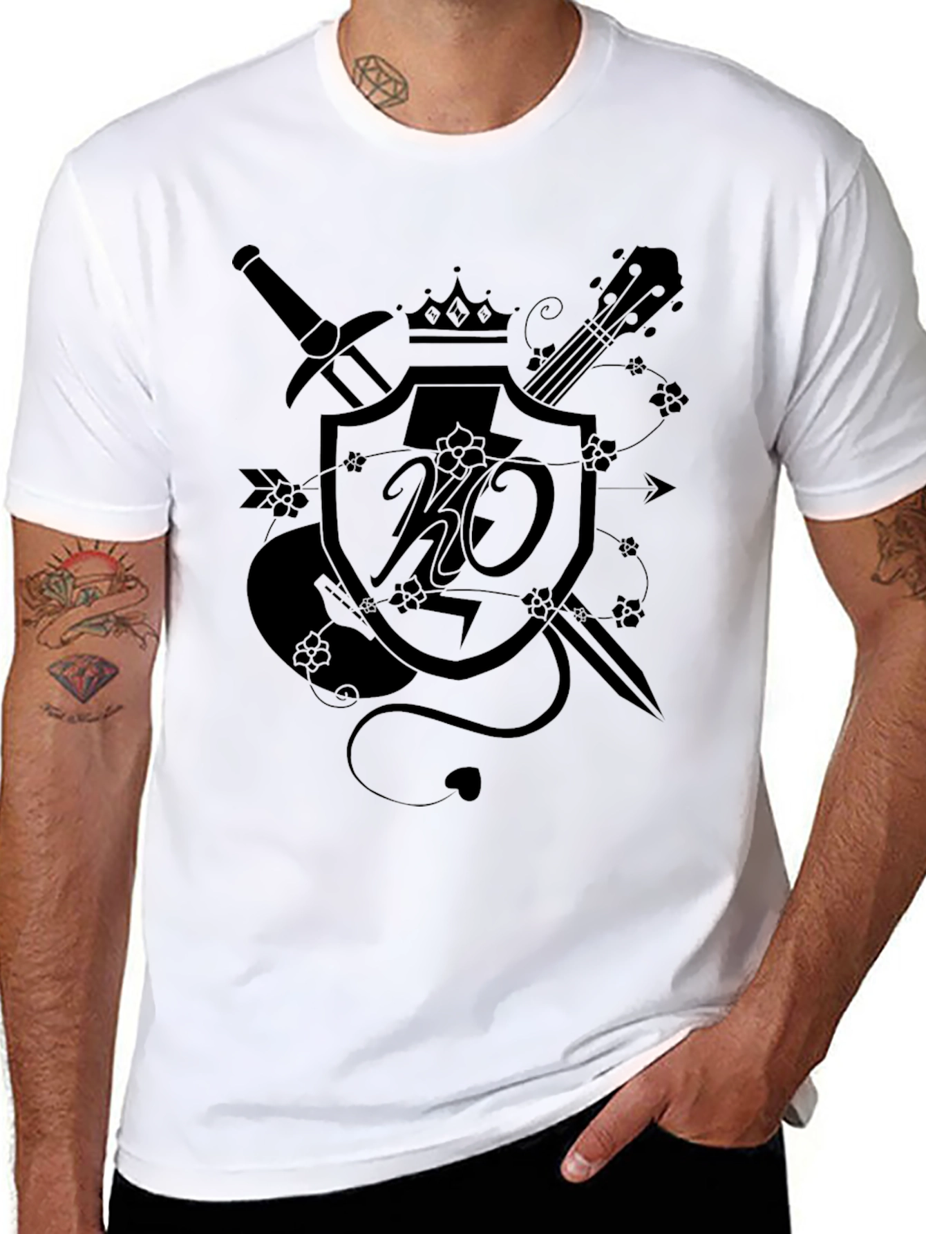 Black Embroidered Crest Graphic T-Shirt - Black view 8