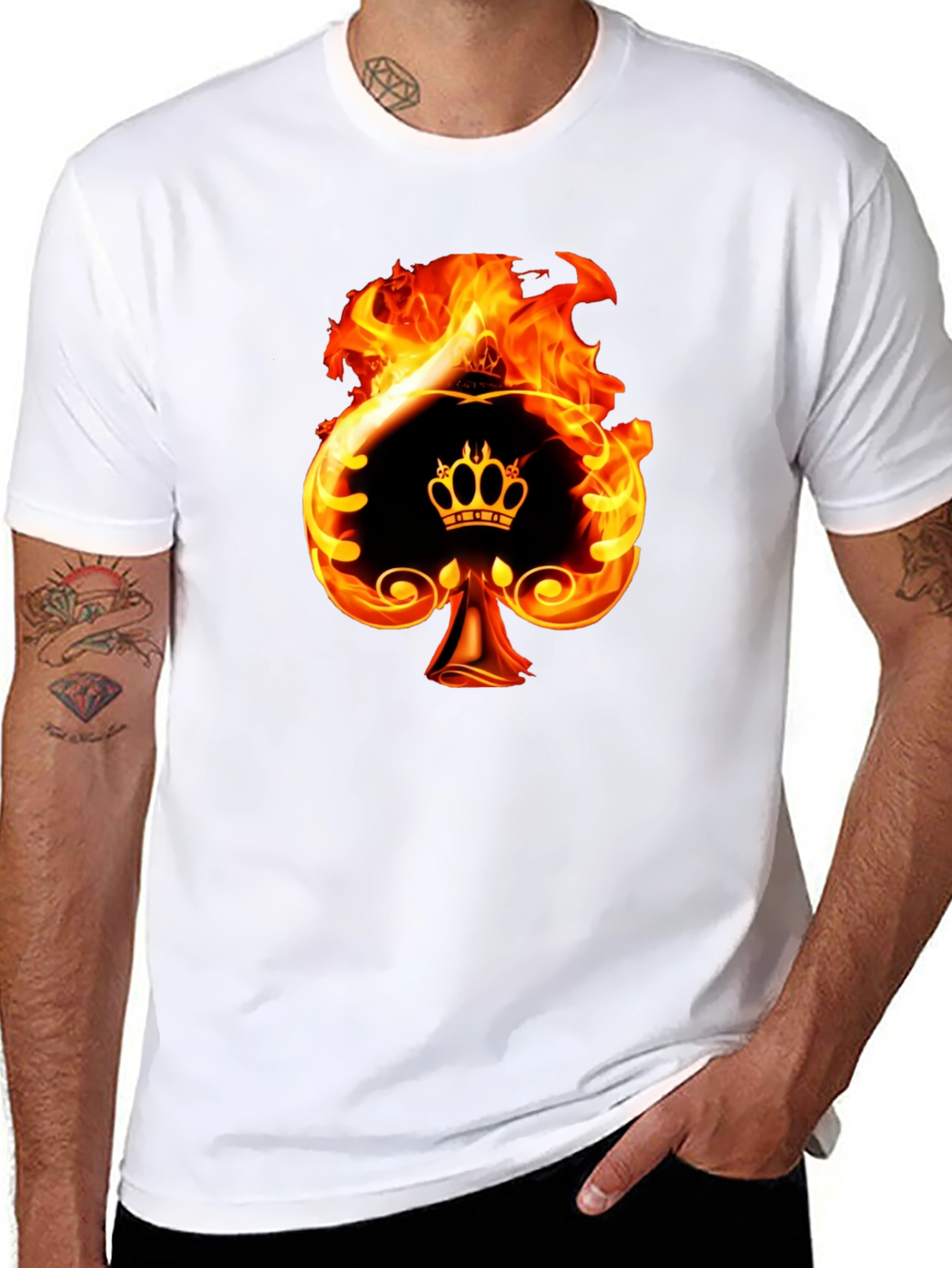 Black Fiery Spade King Graphic Tee view 8