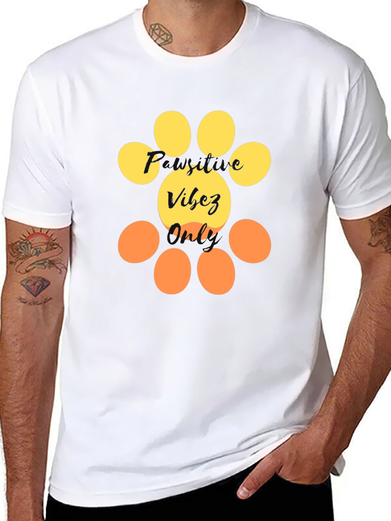 Black Positive Vibez Only Paw Print Tee view 8