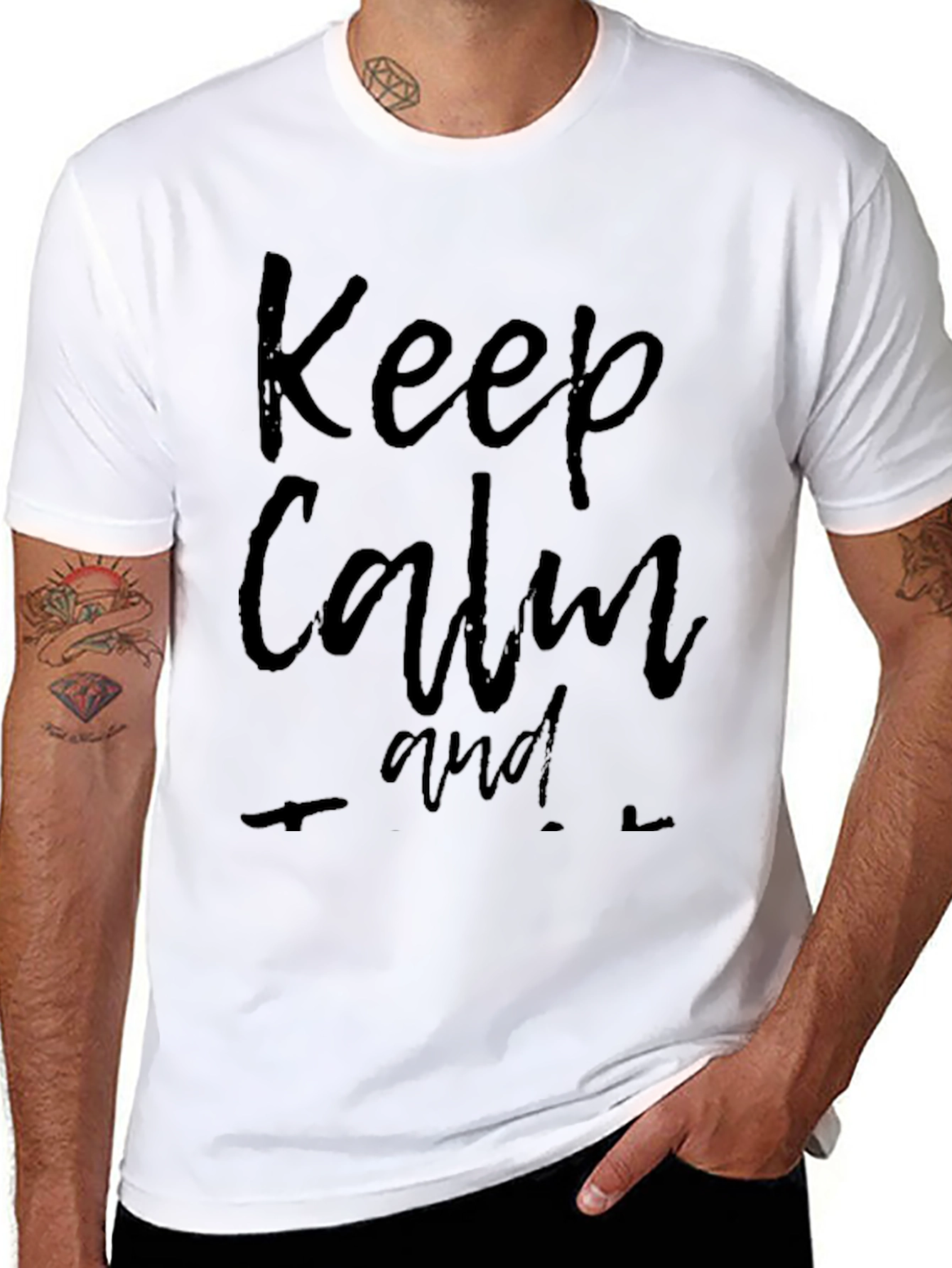 Black Keep Calm Black Graphic T-Shirt view 8