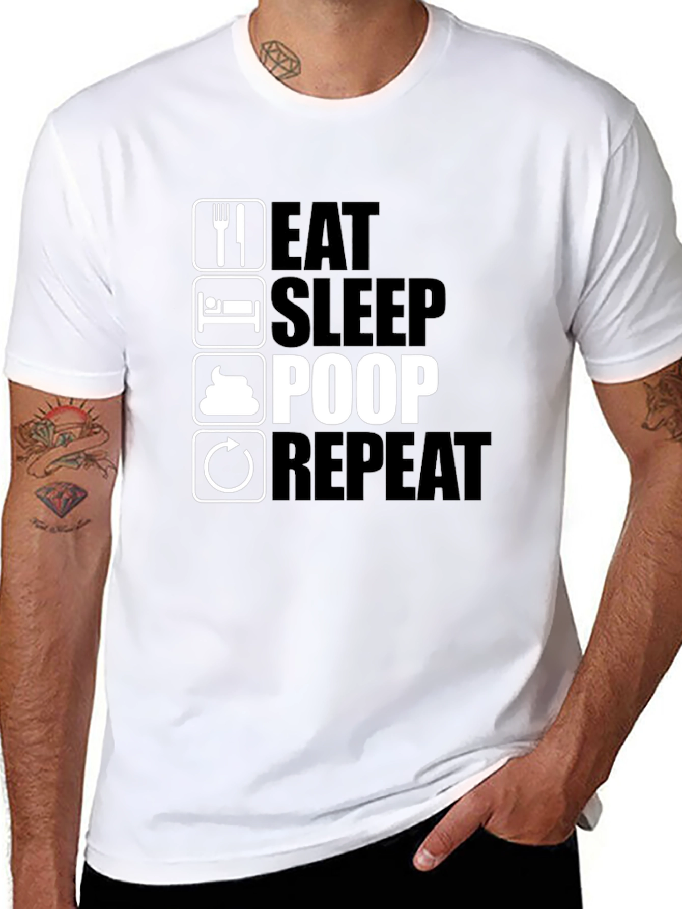 Black Eat Sleep Poop Repeat Black T-Shirt view 8