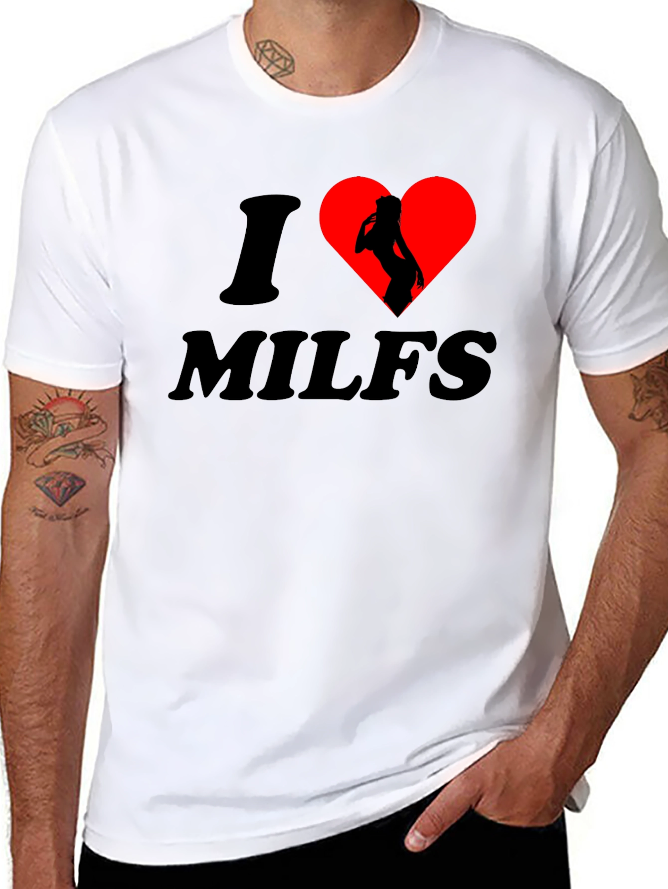 Black I Heart MILFS T-Shirt: Bold Graphic Tee for Confident Individuals view 8
