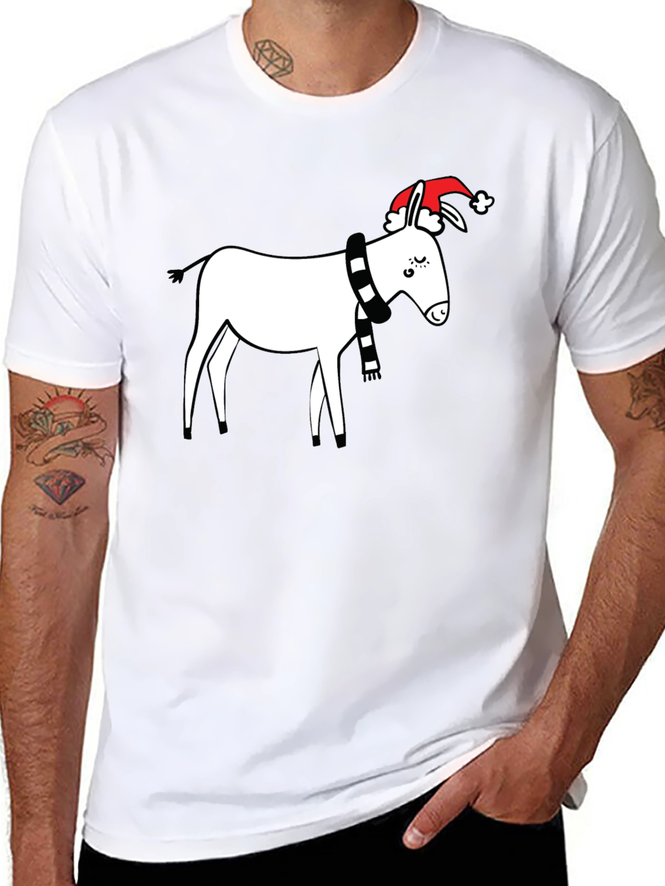 Black Festive Donkey T-Shirt - Holiday Humor view 8
