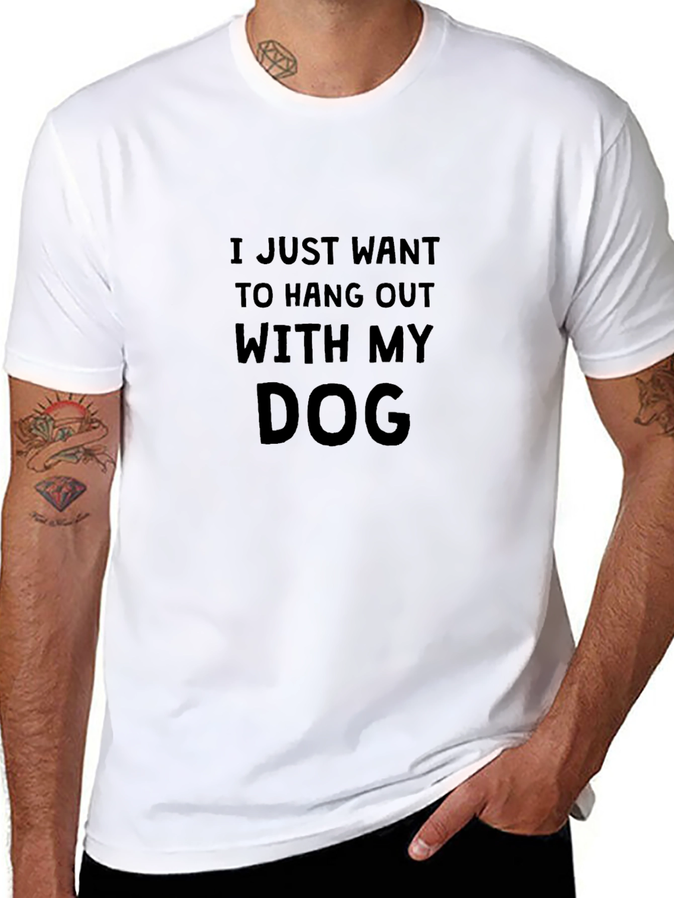 Black I Just Want To Hang Out With My Dog T-Shirt view 8