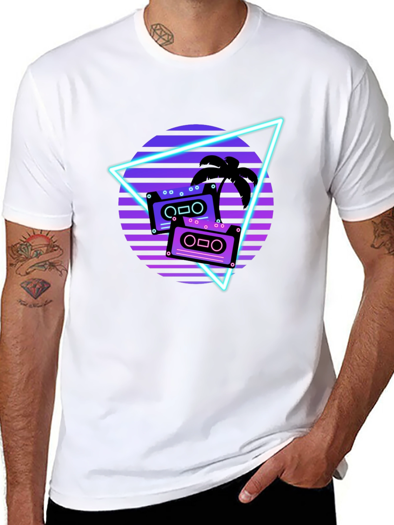 Black Retro Wave Cassette Graphic Tee view 8