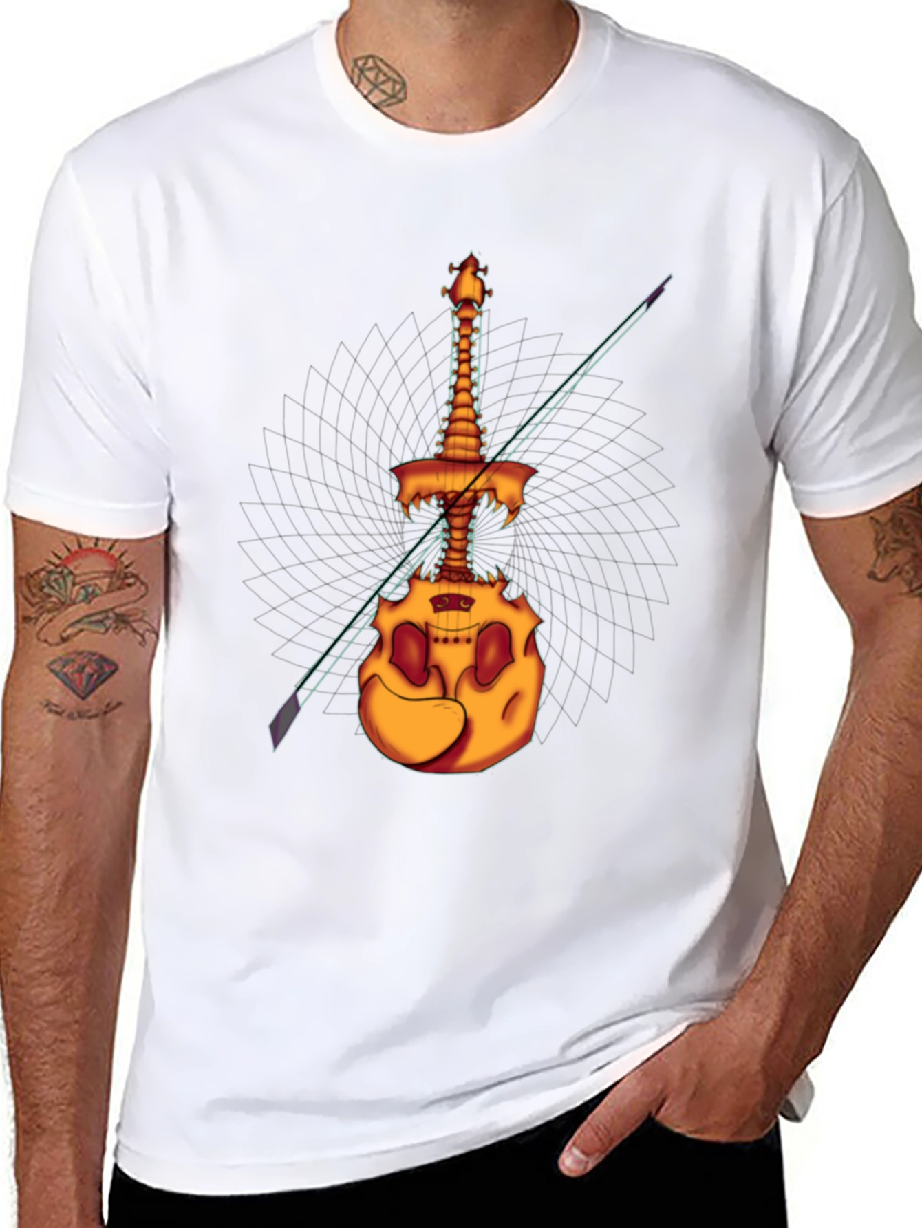 Black Spooky Skeleton Violin T-Shirt - Unique Halloween Design view 8