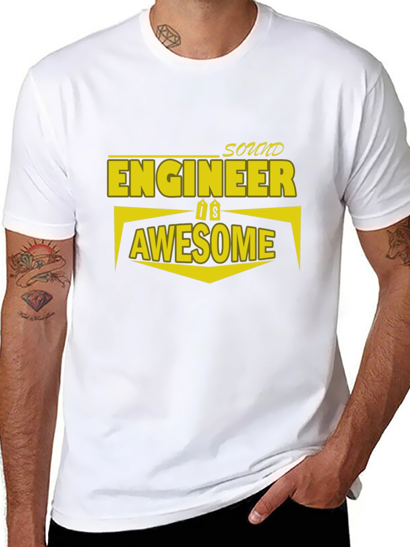 Black Sound Engineer is Awesome T-Shirt view 8