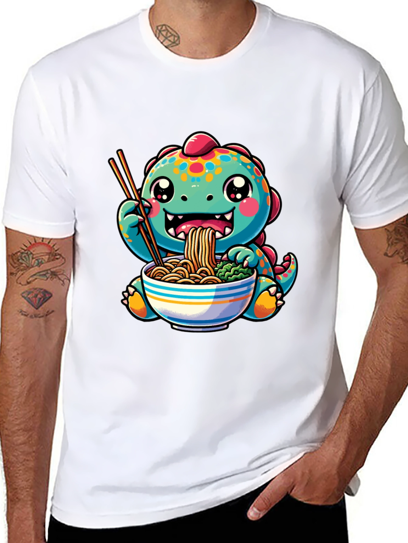 Black Dino Ramen Lover T-Shirt view 8