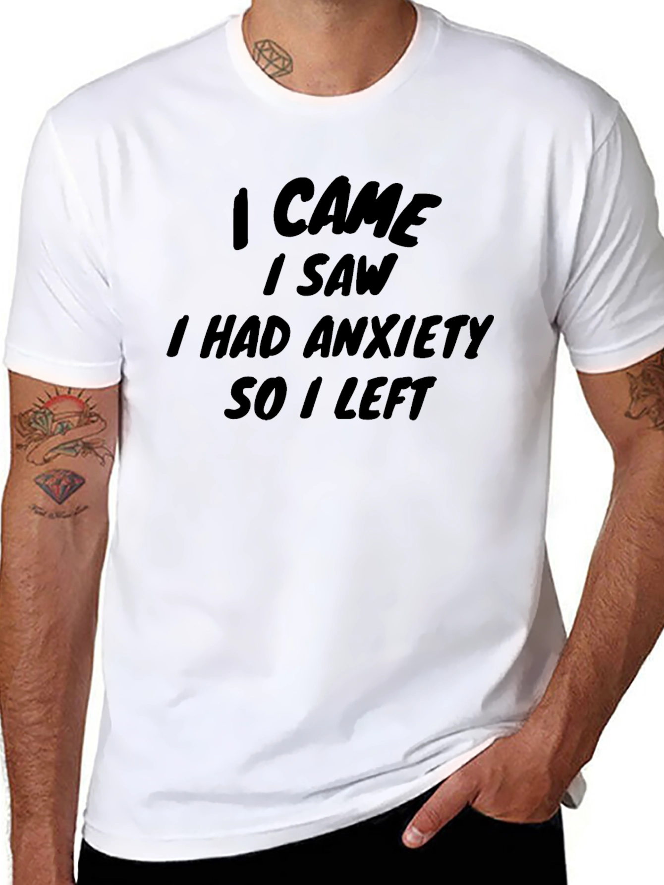Black Funny Anxiety T-Shirt - "I Came, I Saw, I Had Anxiety" view 8