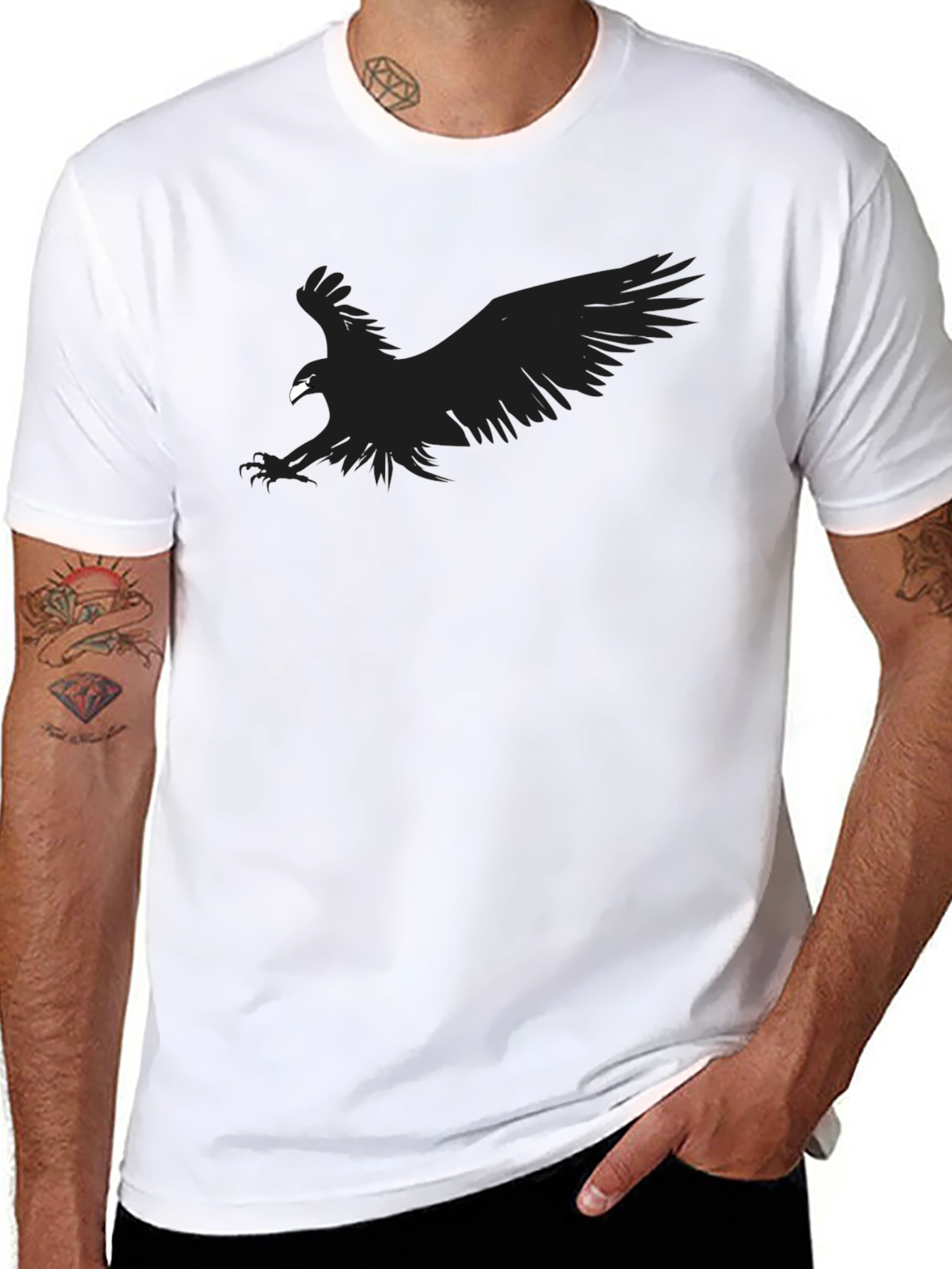 Black Black Eagle Graphic T-Shirt - Men's Short Sleeve Crew Neck Tee view 8