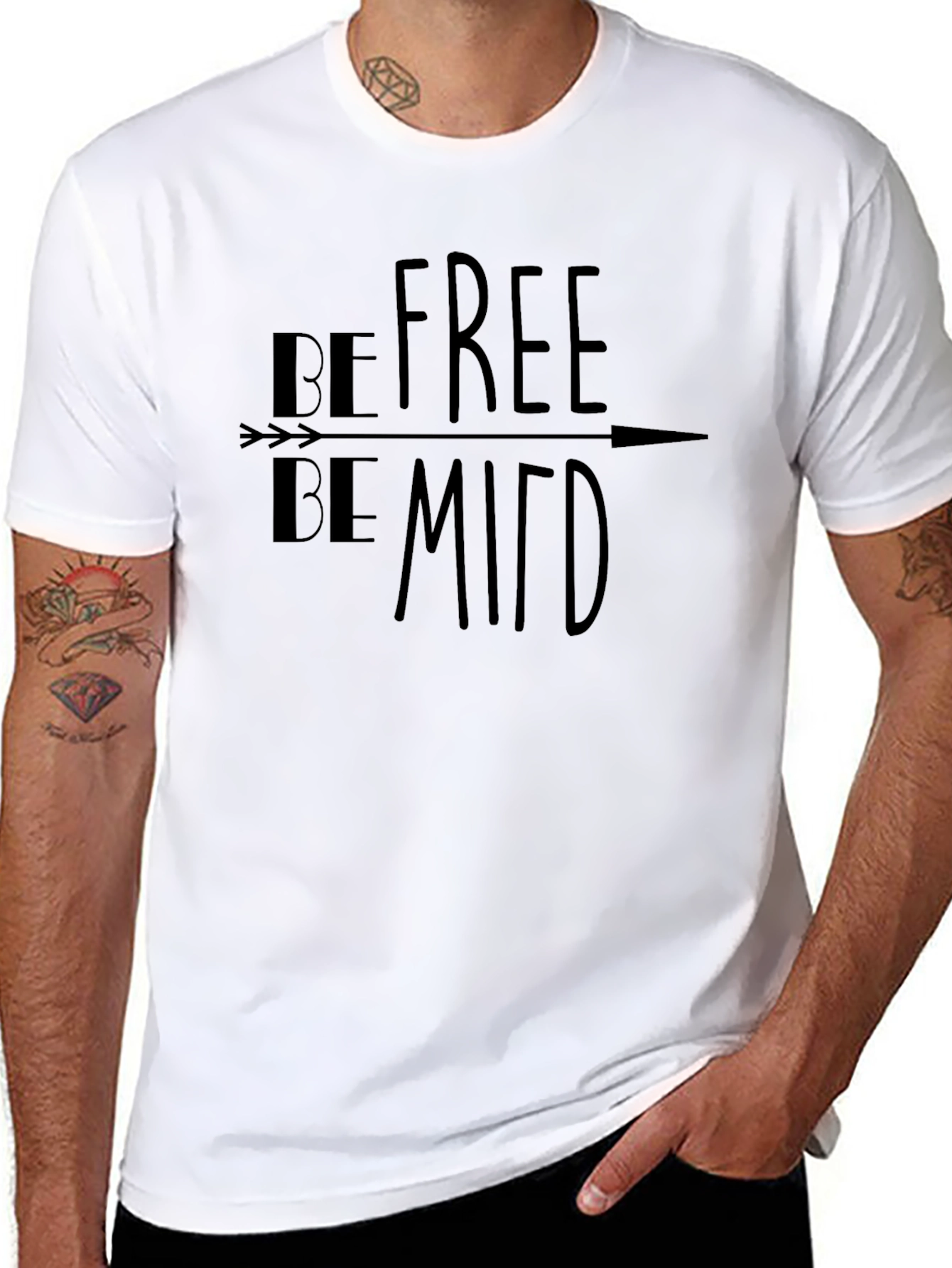 Black Be Free Be Mindful Graphic Tee view 8