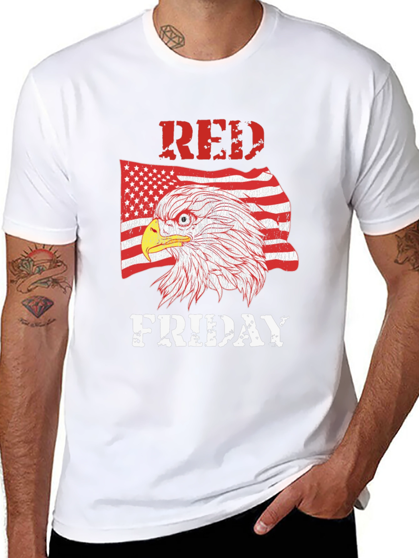 Black RED Friday Eagle Graphic Tee - Men's Black T-Shirt view 8