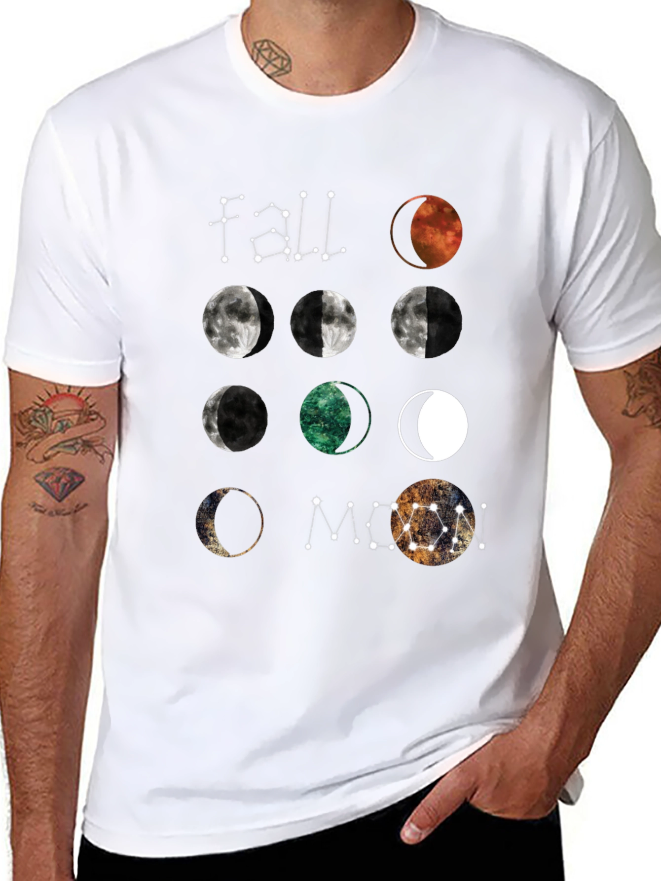 Black Moon Phases Graphic T-Shirt - Celestial Design view 8
