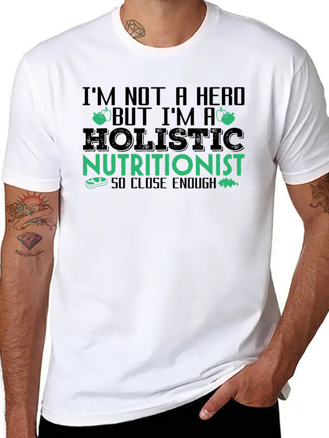 Black Holistic Nutritionist Humor T-Shirt - So Close Enough Funny Tee view 8