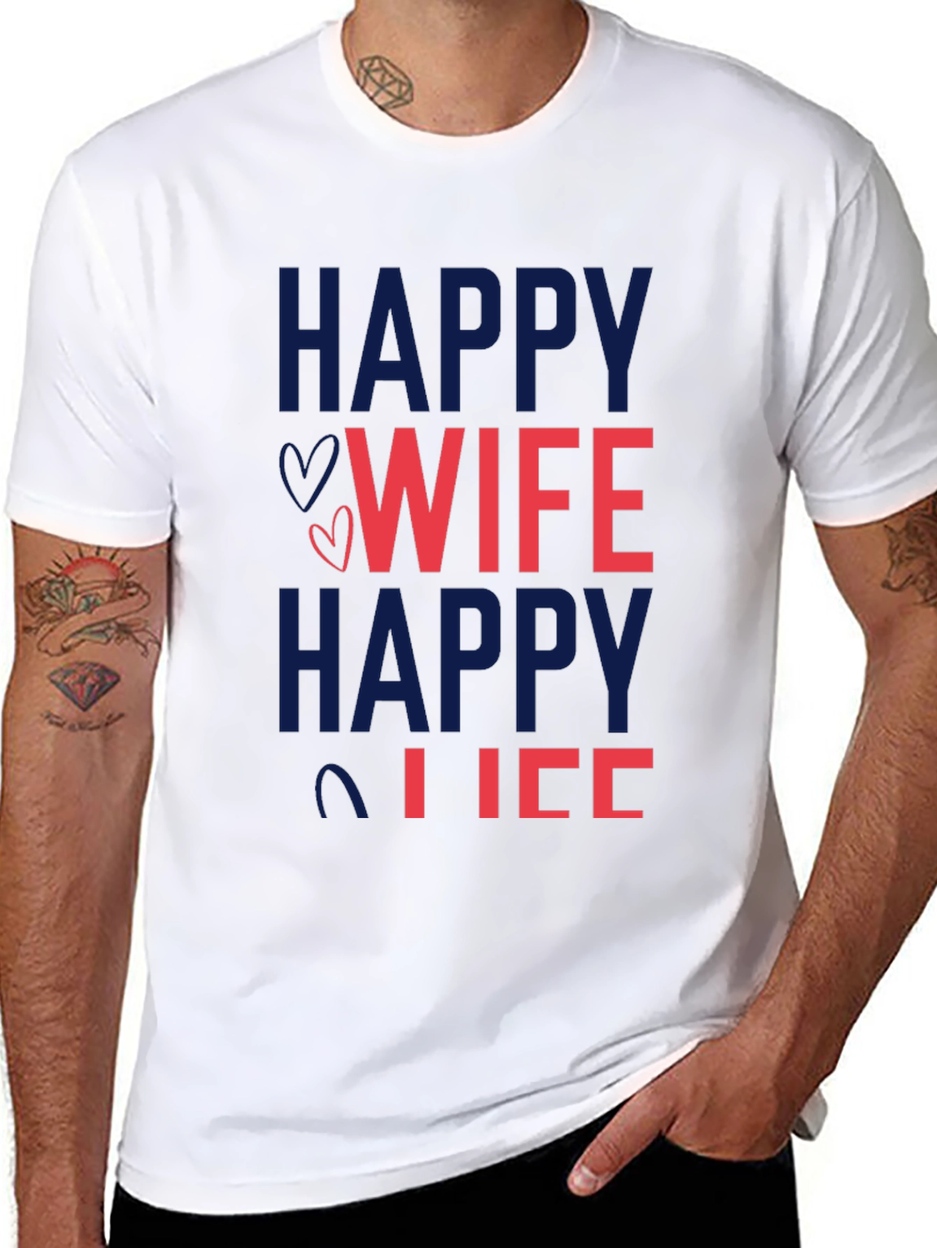 Black Happy Wife Happy Life Graphic T-Shirt view 8