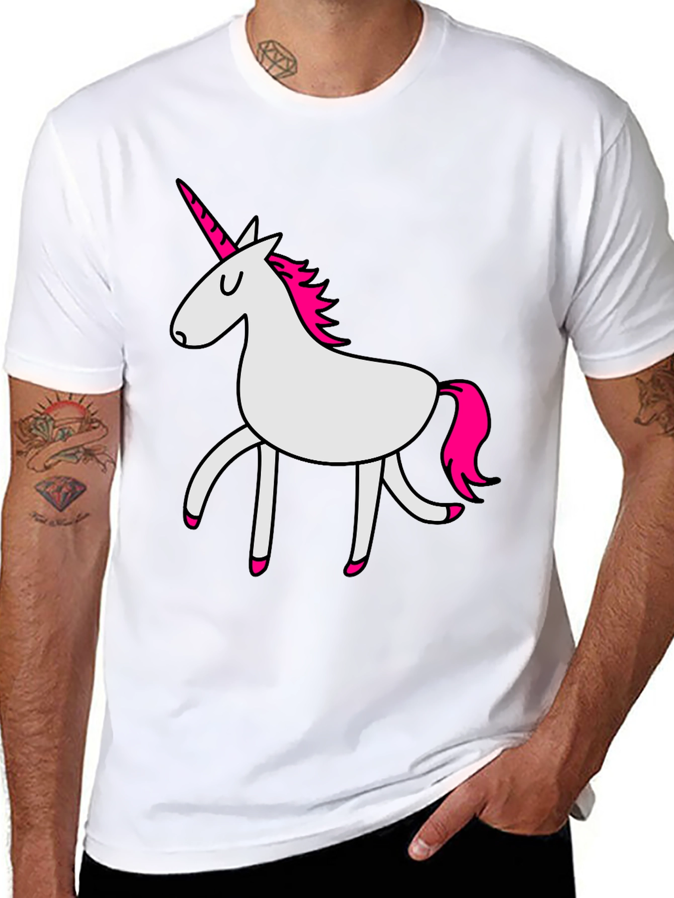 Black Unicorn Graphic T-Shirt - Black Crew Neck Tee view 8