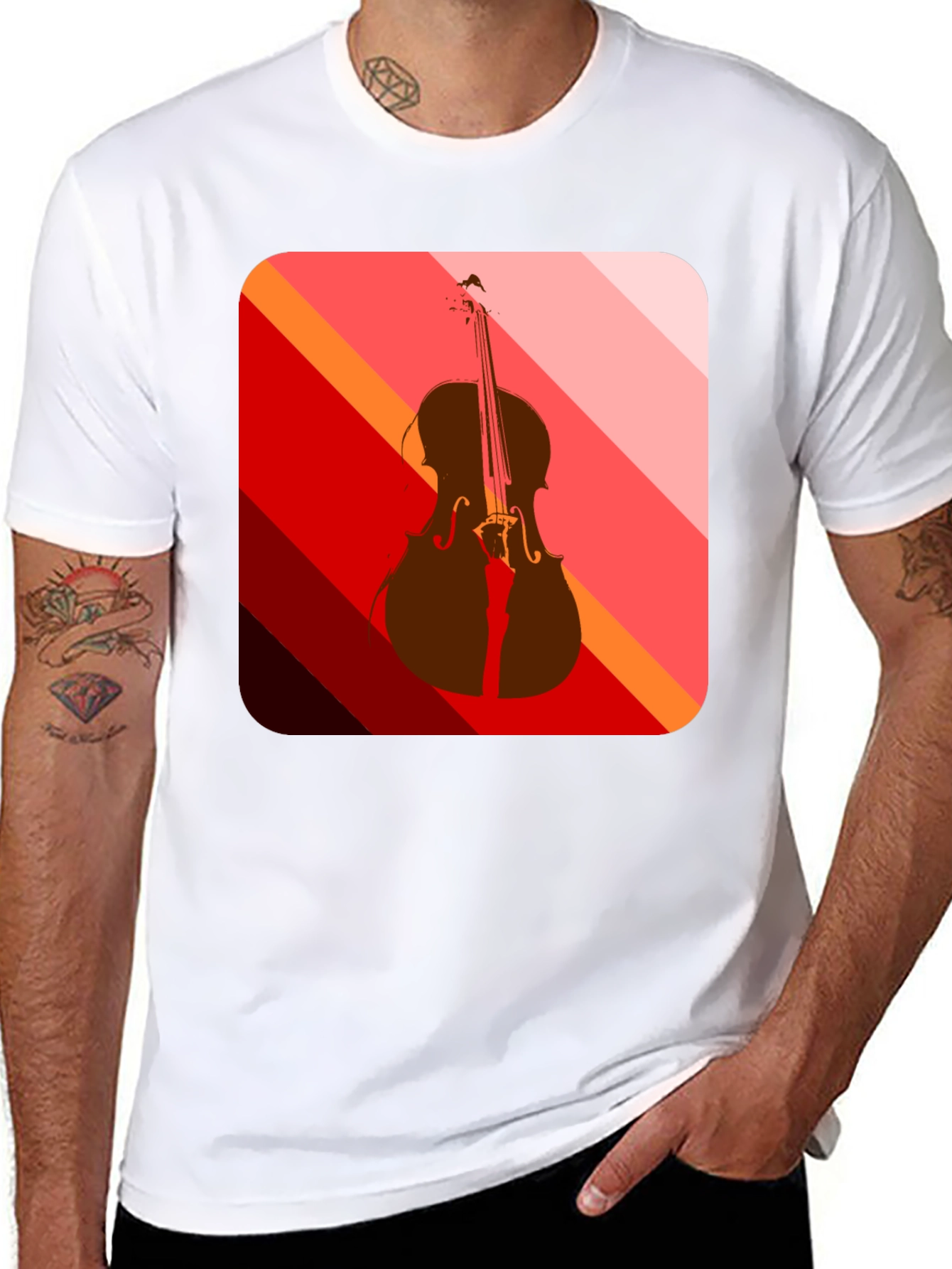 Black Abstract Cello Graphic Tee - Black view 8