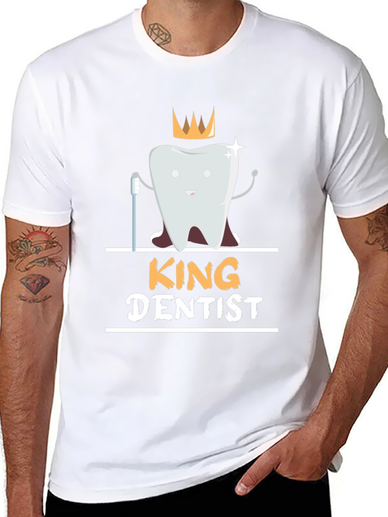 Black King Dentist T-Shirt - Funny Dental Hygienist Tee view 8