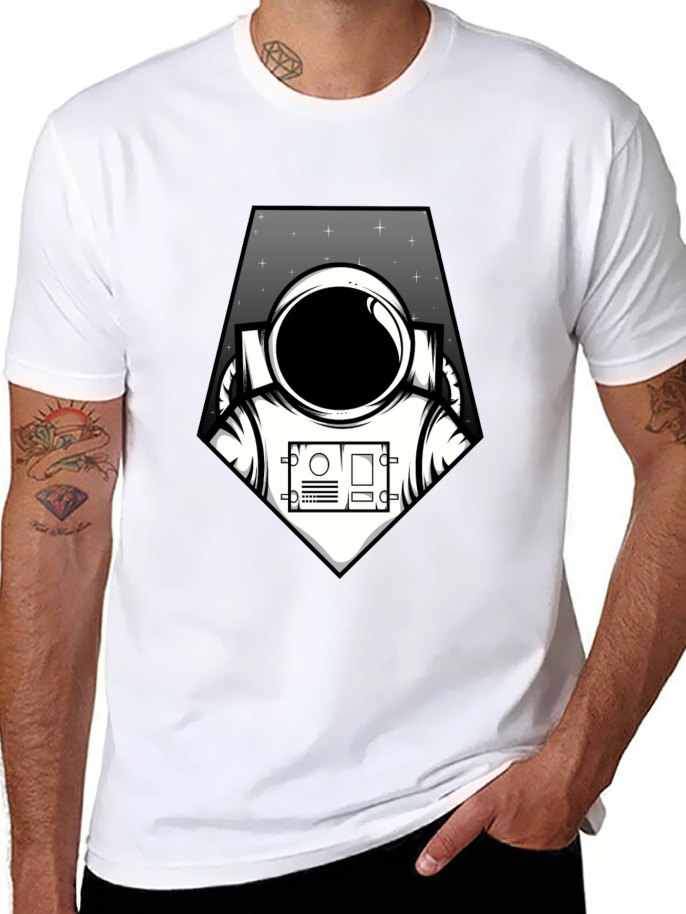 Black Astronaut Graphic Tee - Black Space Explorer T-Shirt view 8