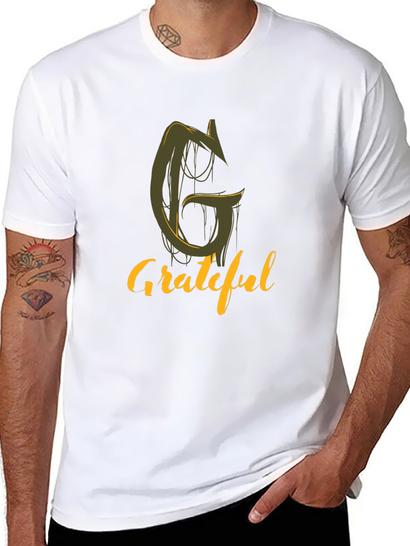 Black Grateful Graphic Tee - Stylish Black T-Shirt view 8